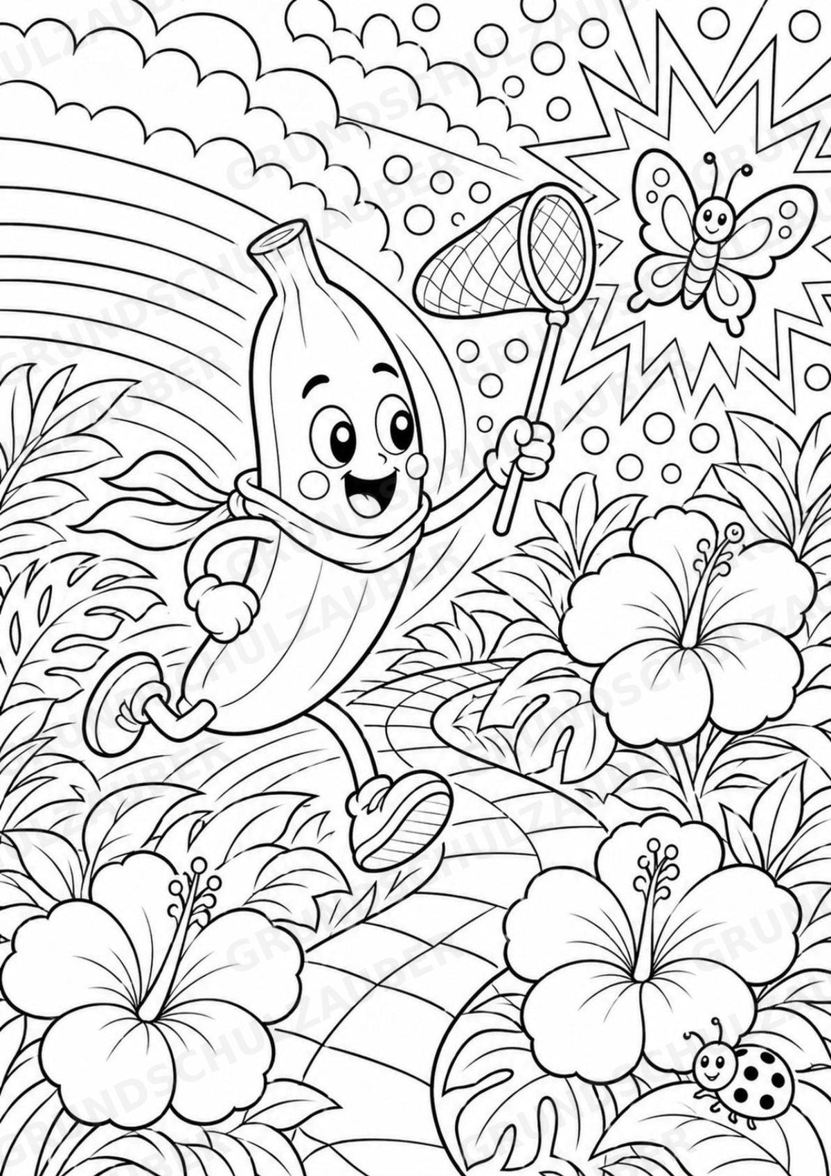 Banane POP Art Ausmalbilder 15 Malvorlagen – Materialseite 7