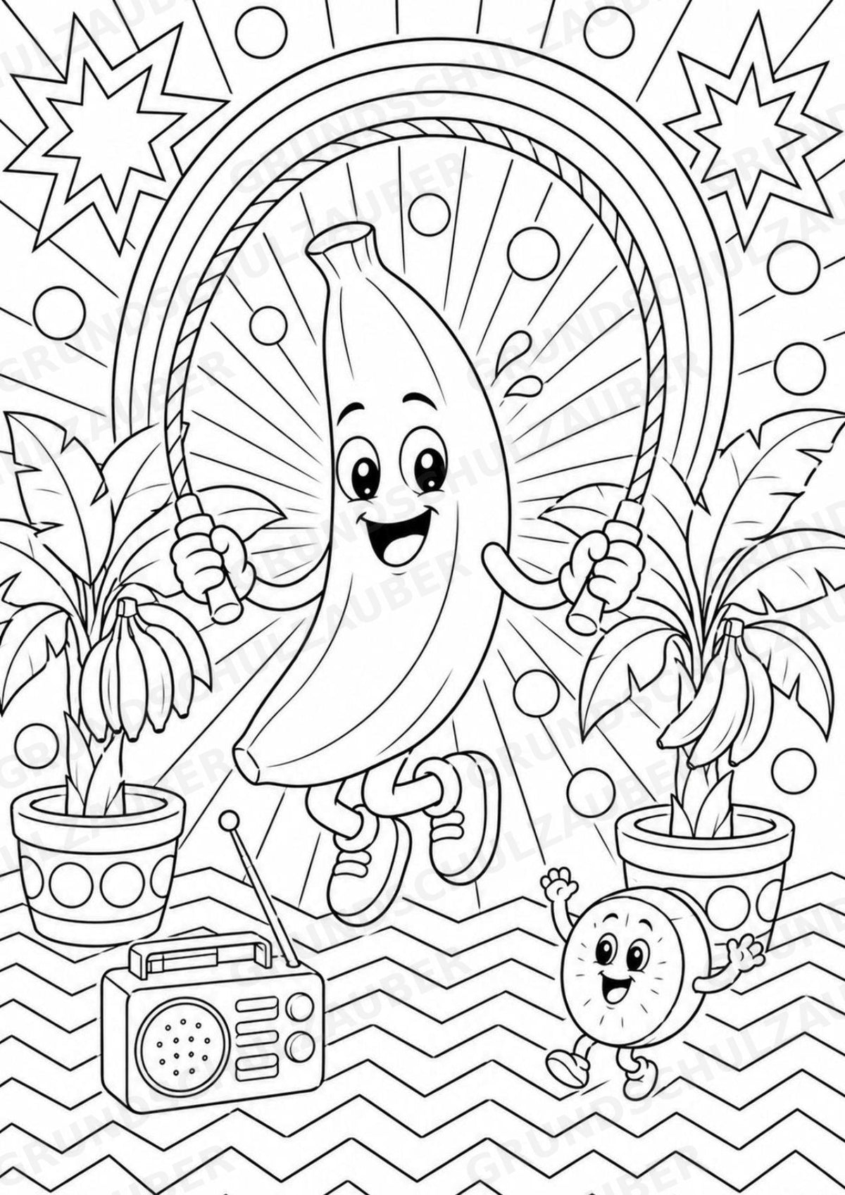 Banane POP Art Ausmalbilder 15 Malvorlagen – Materialseite 8