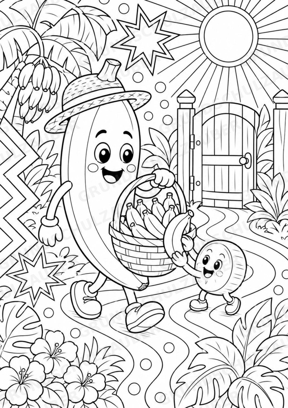 Banane POP Art Ausmalbilder 15 Malvorlagen – Materialseite 12