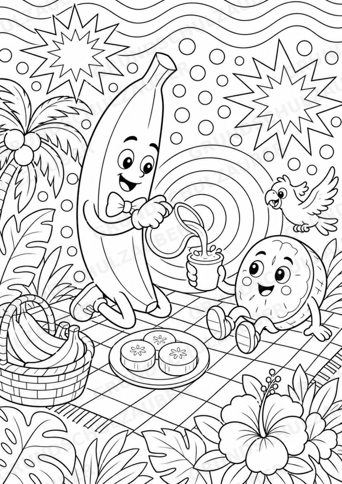 Banane POP Art Ausmalbilder 15 Malvorlagen – Materialseite 15