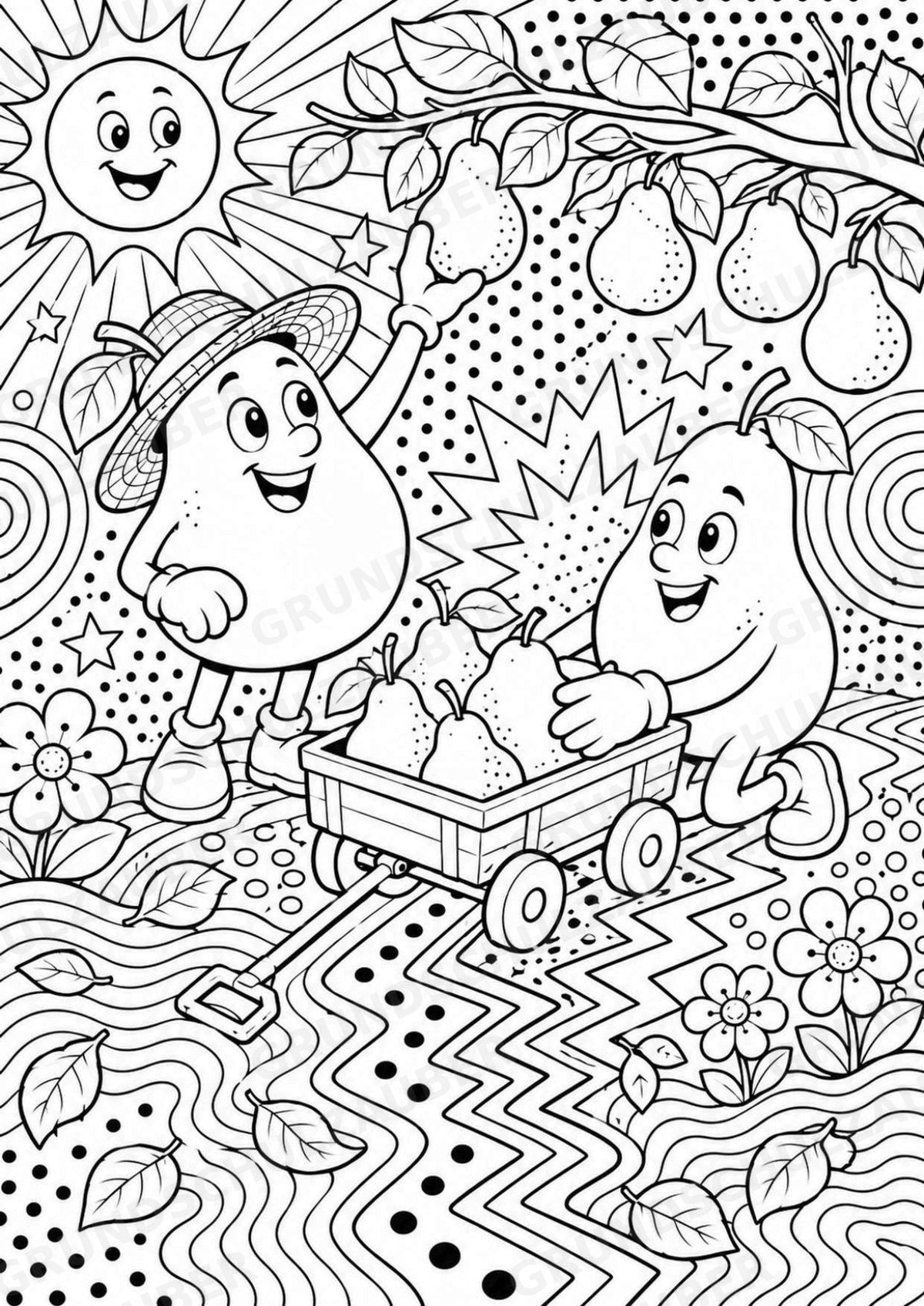 Birne POP Art Ausmalbilder 15 Malvorlagen – Materialseite 5