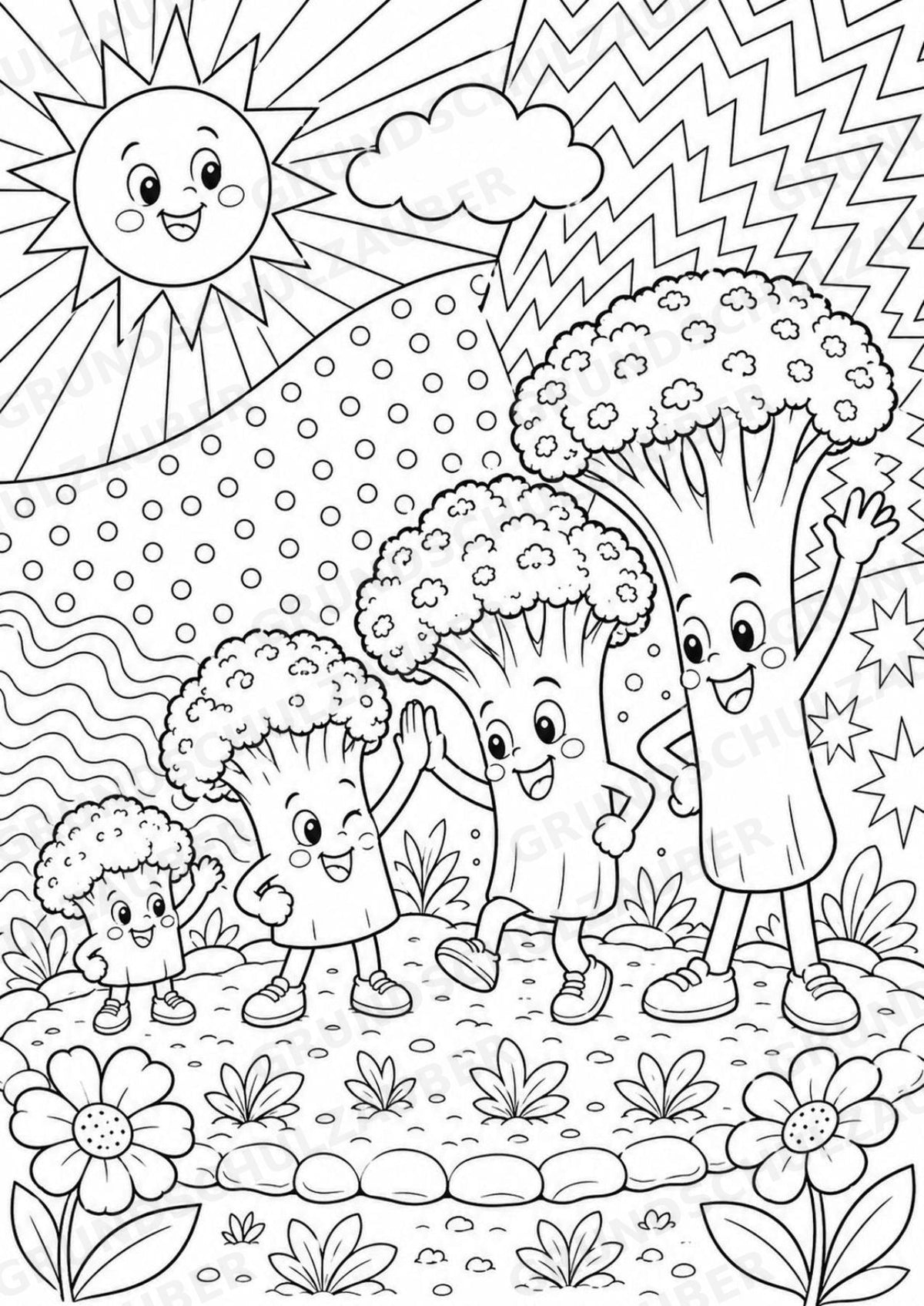 Brokkoli POP Art Ausmalbilder 15 Malvorlagen – Materialseite 9