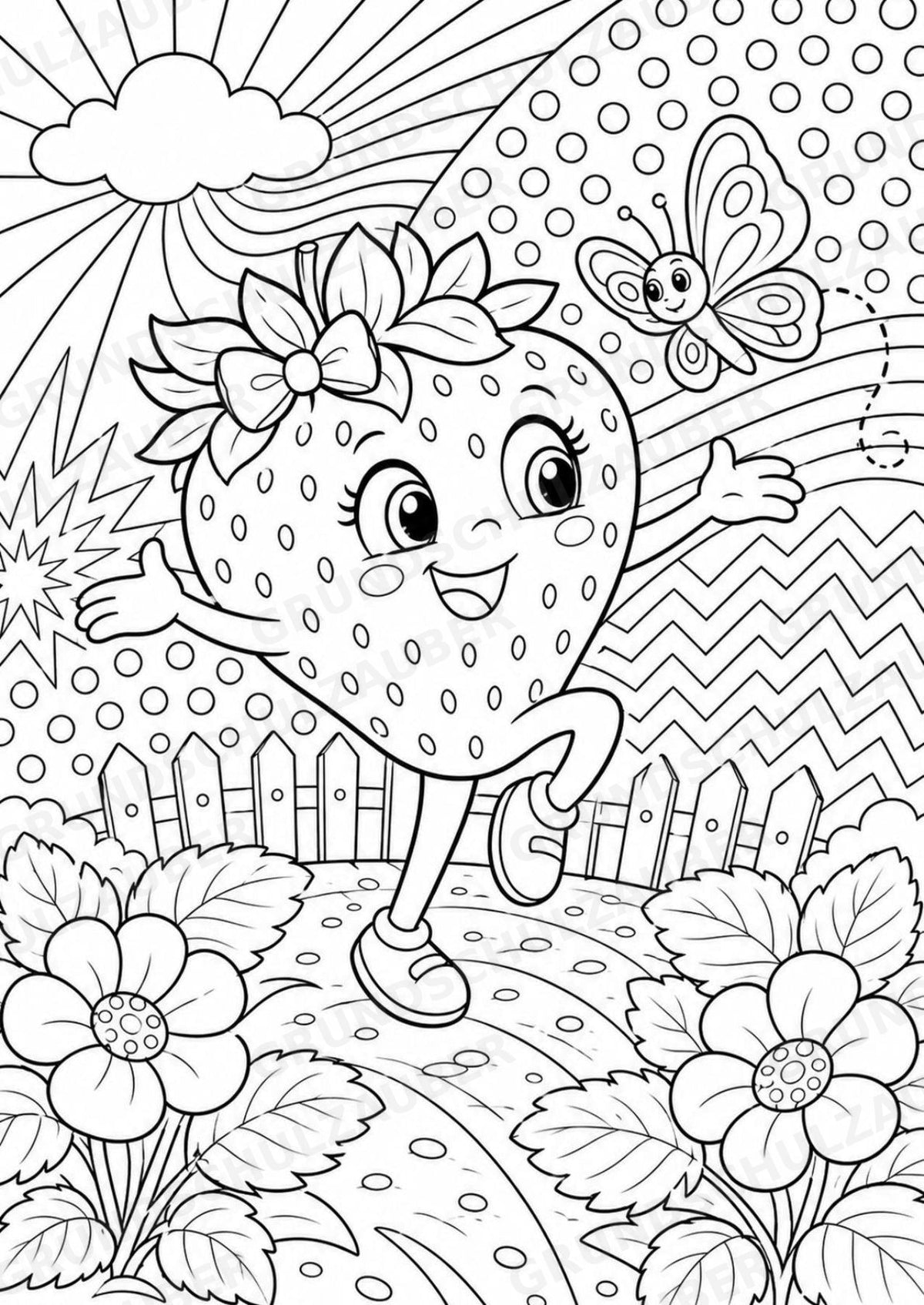 Erdbeere POP Art Ausmalbilder 15 Malvorlagen – Materialseite 3