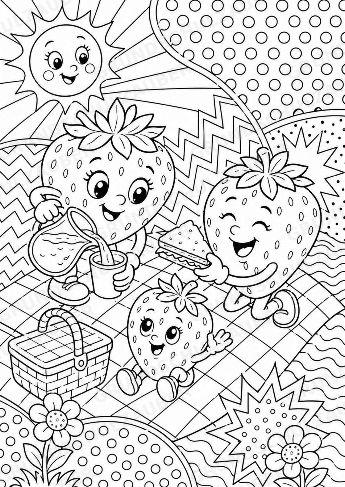 Erdbeere POP Art Ausmalbilder 15 Malvorlagen – Materialseite 14