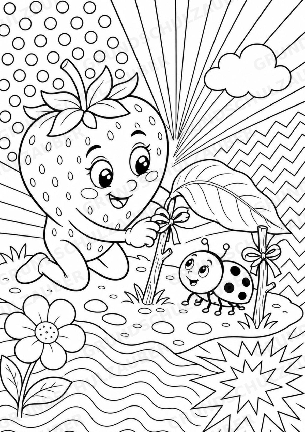 Erdbeere POP Art Ausmalbilder 15 Malvorlagen – Materialseite 15