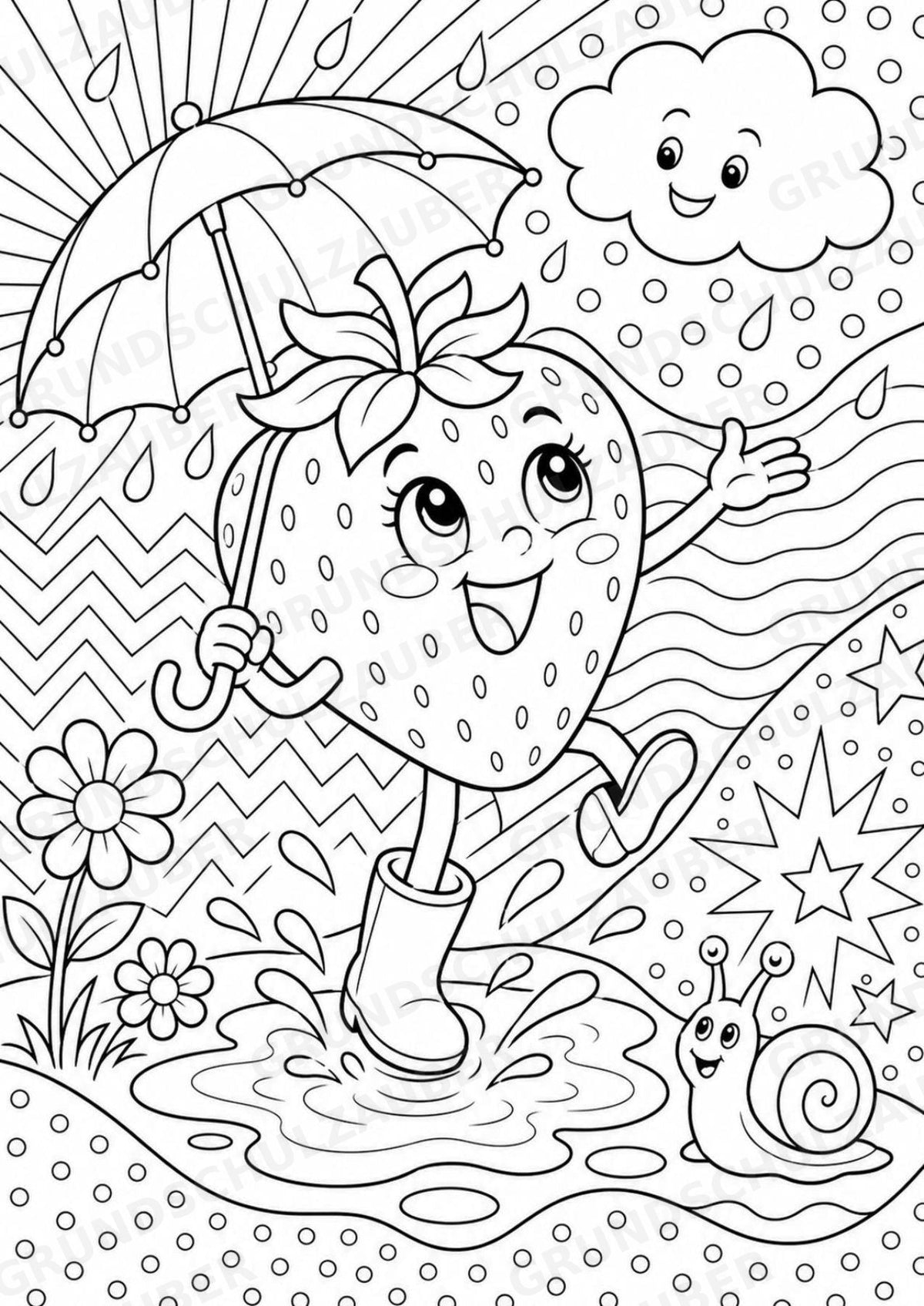 Erdbeere POP Art Ausmalbilder 15 Malvorlagen – Materialseite 16