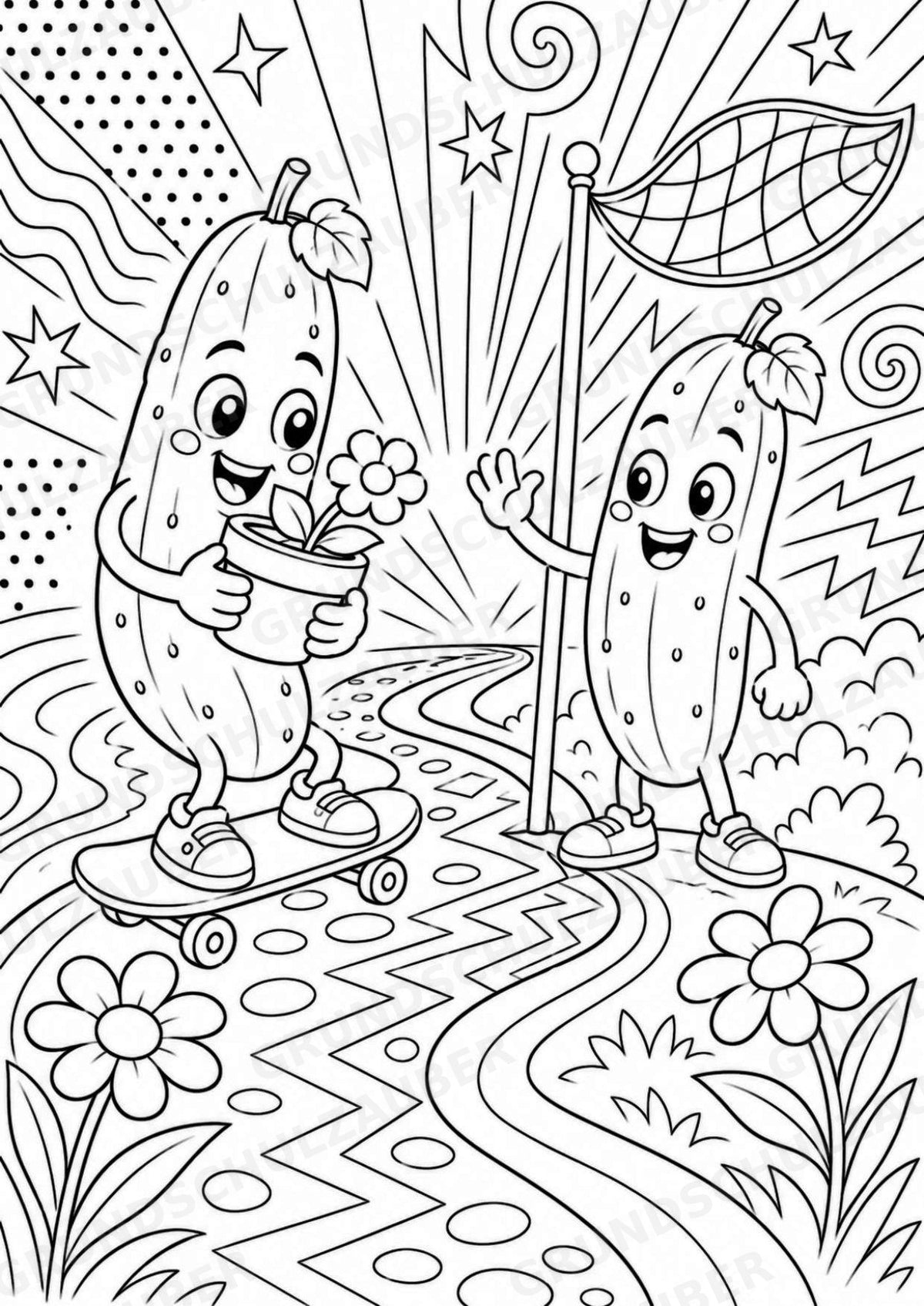 Gurke POP Art Ausmalbilder 15 Malvorlagen – Materialseite 2