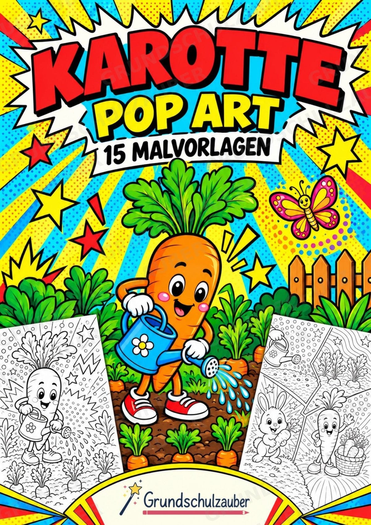 Karotte POP Art Ausmalbilder 15 Malvorlagen – Cover