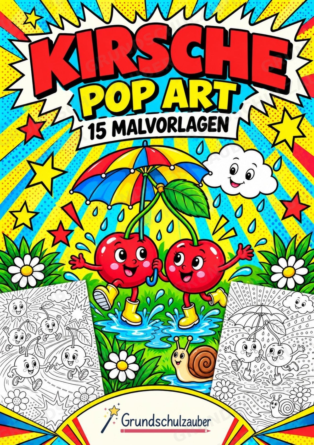 Kirsche POP Art Ausmalbilder 15 Malvorlagen – Cover