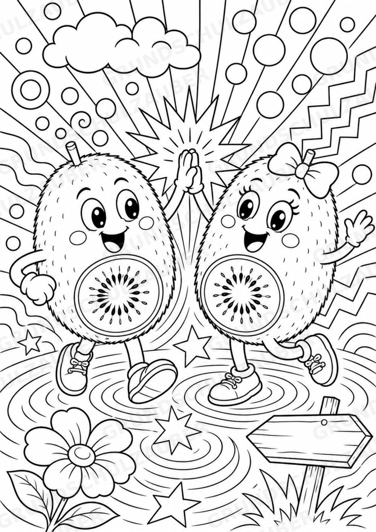 Kiwi POP Art Ausmalbilder 15 Malvorlagen – Materialseite 3