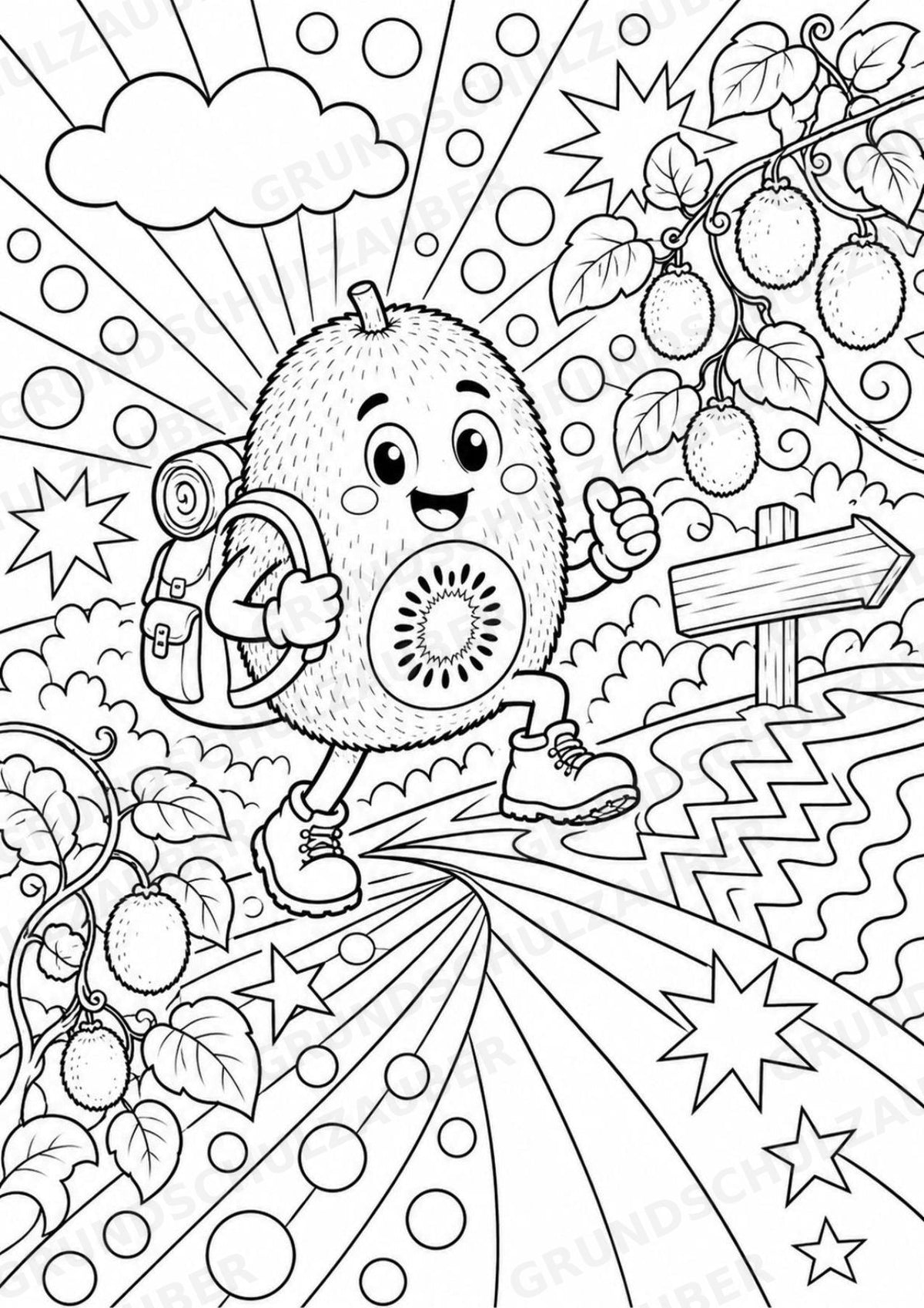 Kiwi POP Art Ausmalbilder 15 Malvorlagen – Materialseite 10