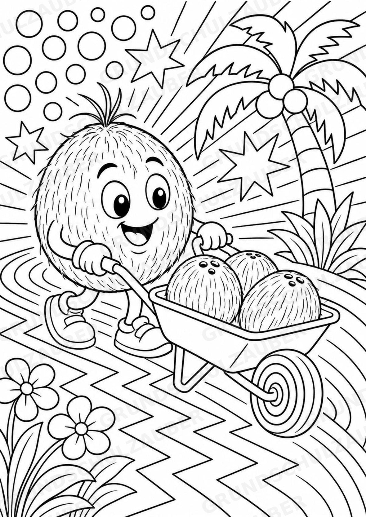 Kokosnuss POP Art Ausmalbilder 15 Malvorlagen – Materialseite 8