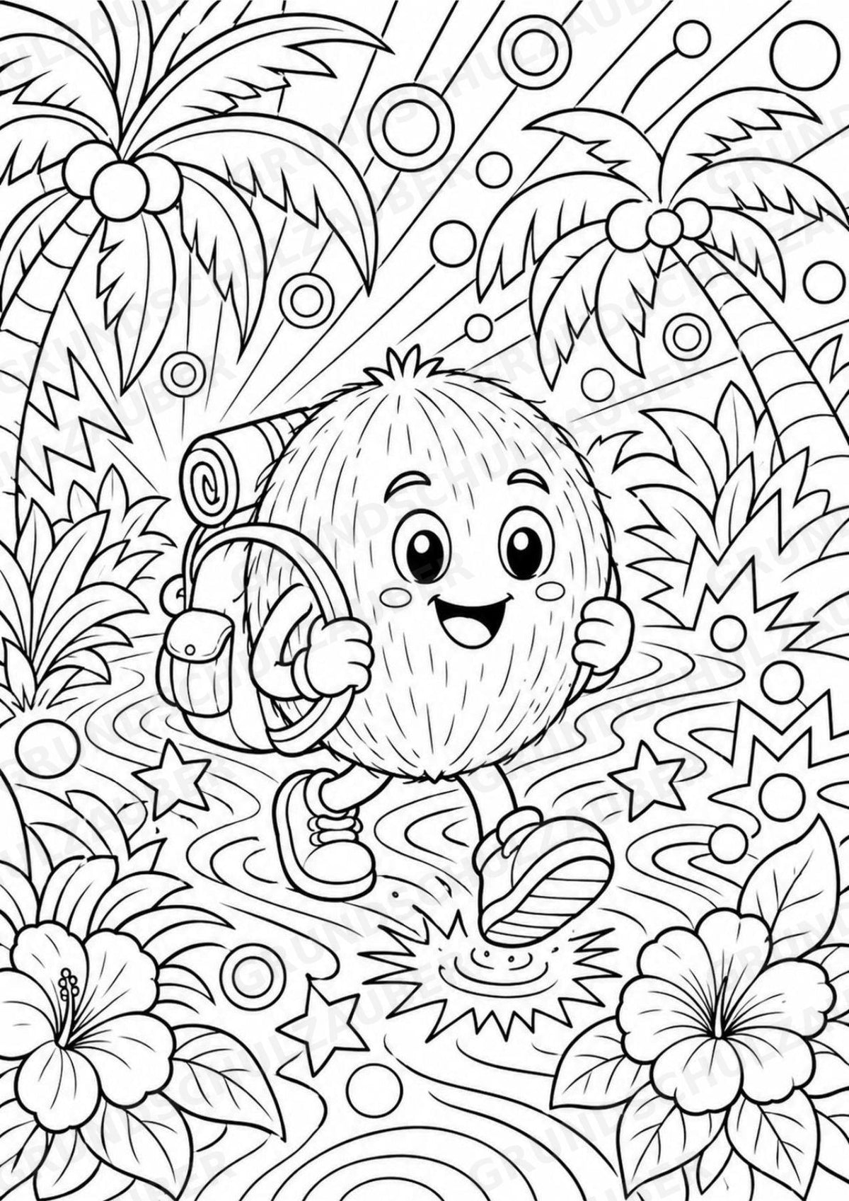 Kokosnuss POP Art Ausmalbilder 15 Malvorlagen – Materialseite 14