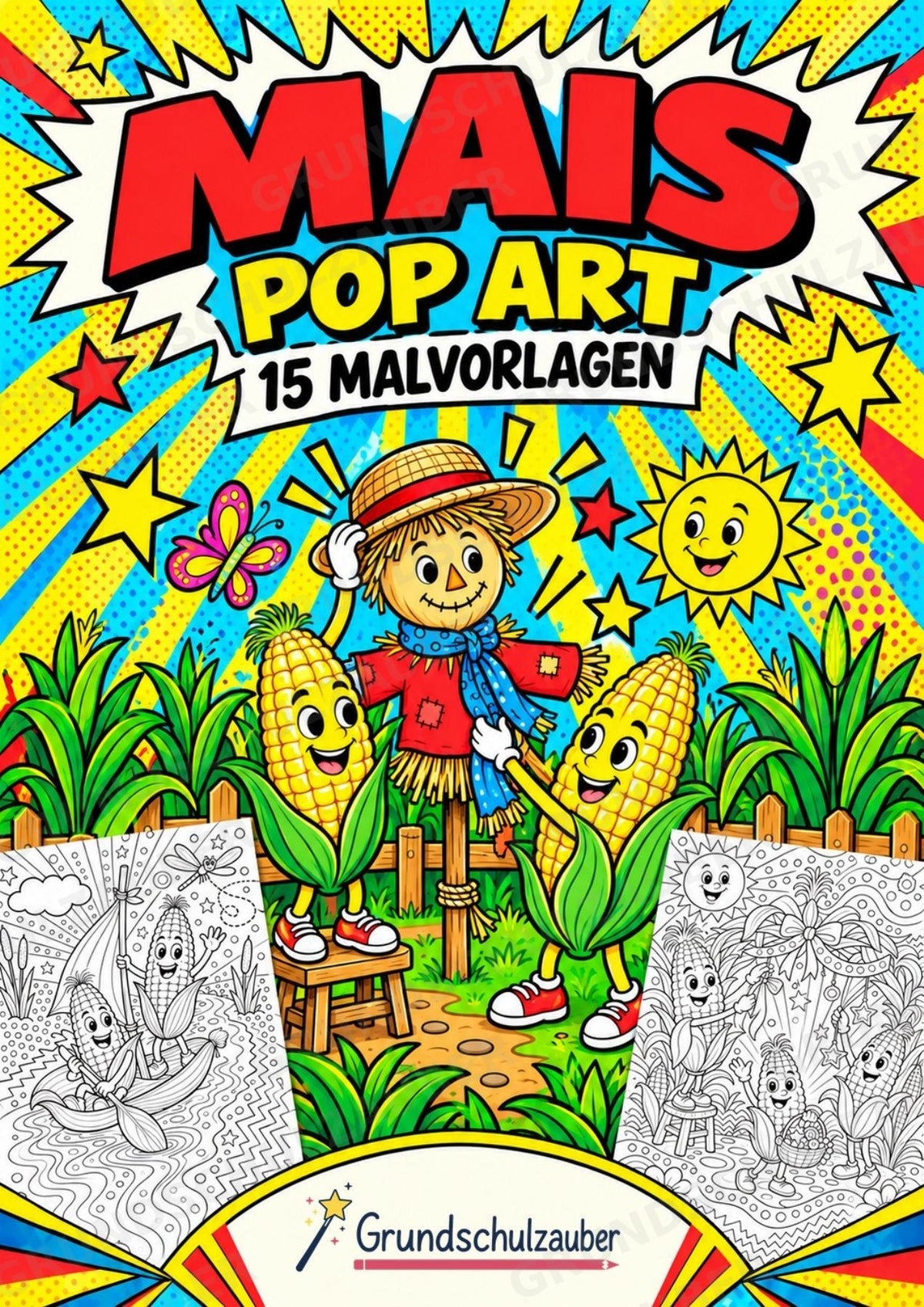 Mais POP Art Ausmalbilder 15 Malvorlagen – Cover