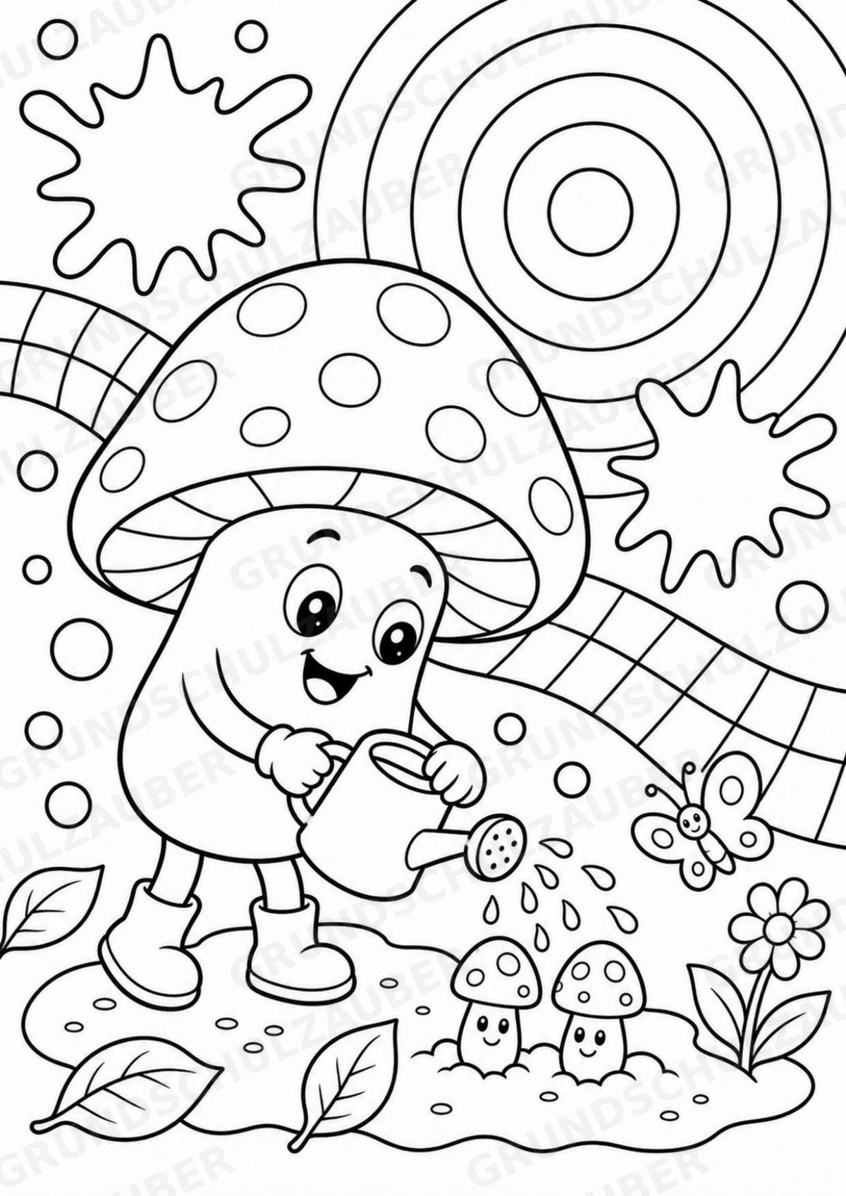 Pilze POP Art Ausmalbilder 15 Malvorlagen – Materialseite 2