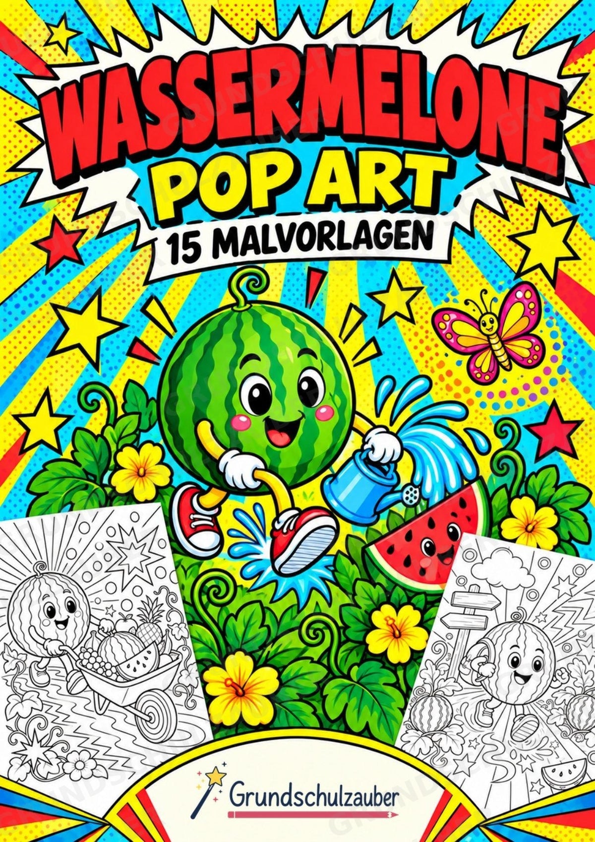 Wassermelone POP Art Ausmalbilder 15 Malvorlagen – Cover