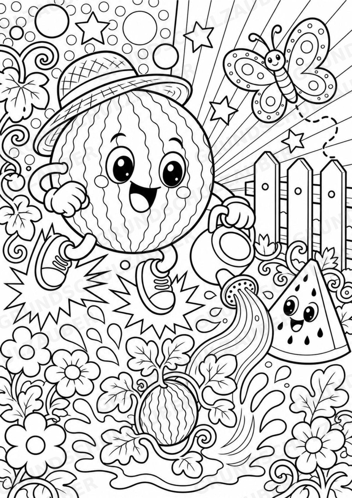 Wassermelone POP Art Ausmalbilder 15 Malvorlagen – Materialseite 2