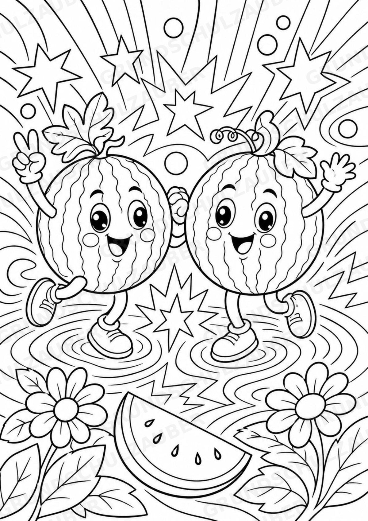 Wassermelone POP Art Ausmalbilder 15 Malvorlagen – Materialseite 4