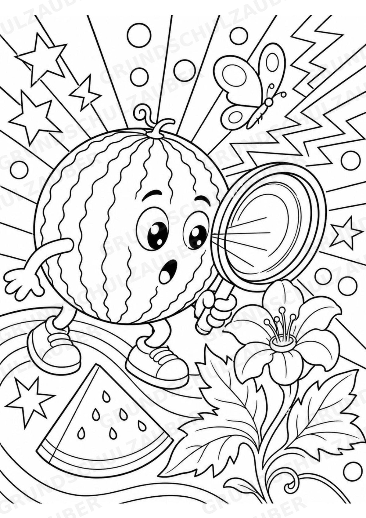 Wassermelone POP Art Ausmalbilder 15 Malvorlagen – Materialseite 6