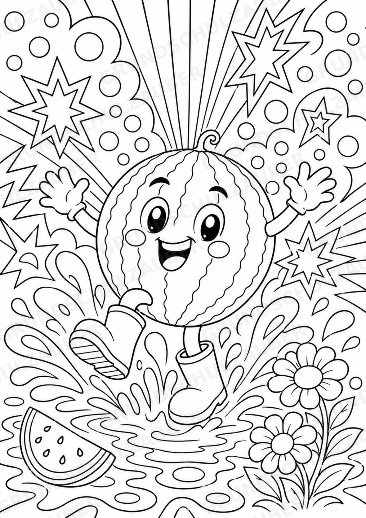 Wassermelone POP Art Ausmalbilder 15 Malvorlagen – Materialseite 7