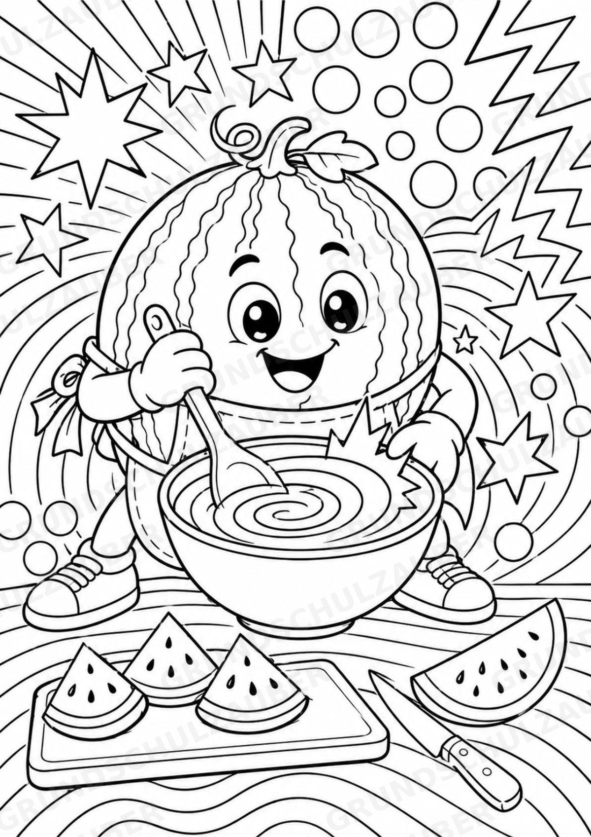 Wassermelone POP Art Ausmalbilder 15 Malvorlagen – Materialseite 8