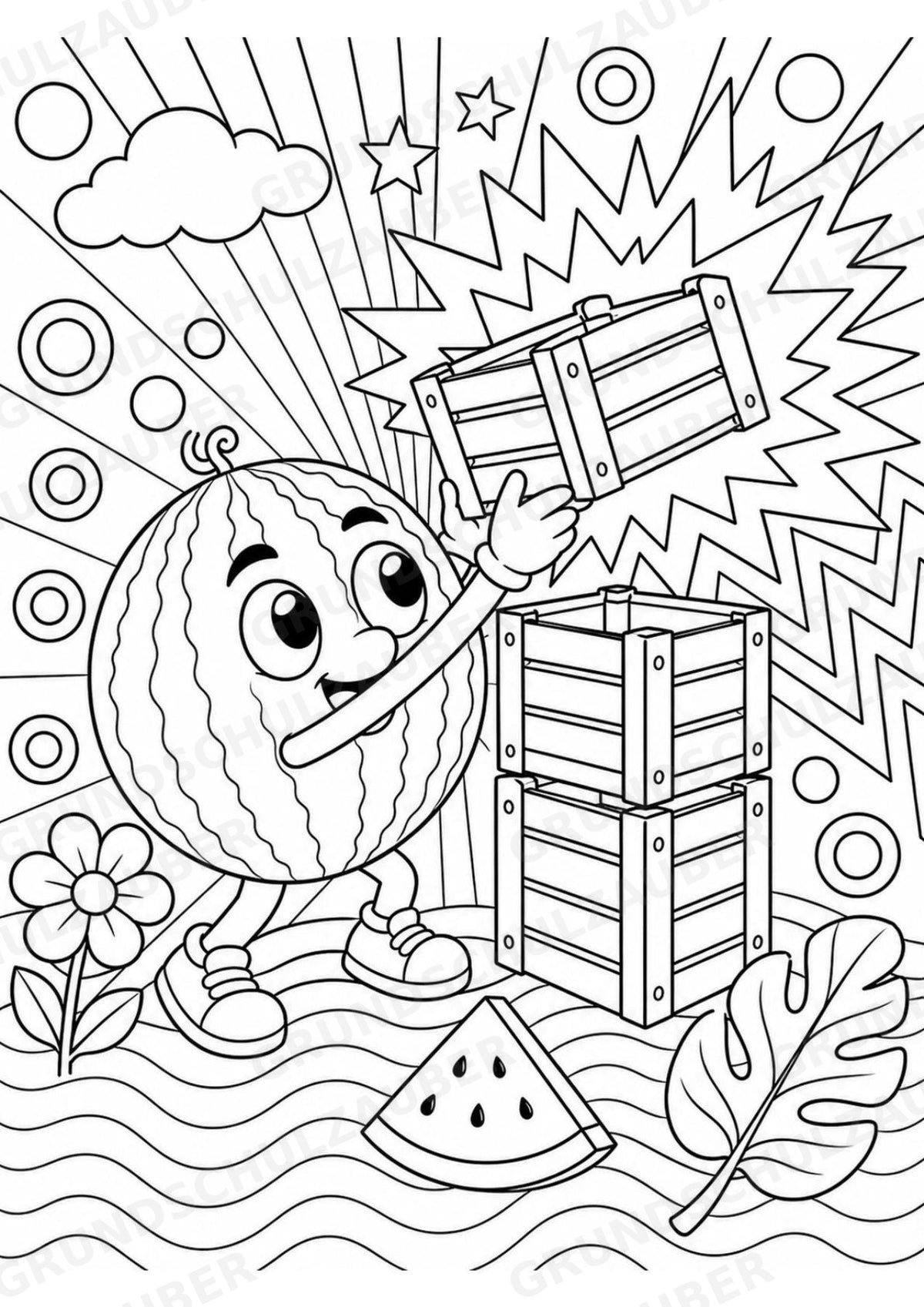 Wassermelone POP Art Ausmalbilder 15 Malvorlagen – Materialseite 14