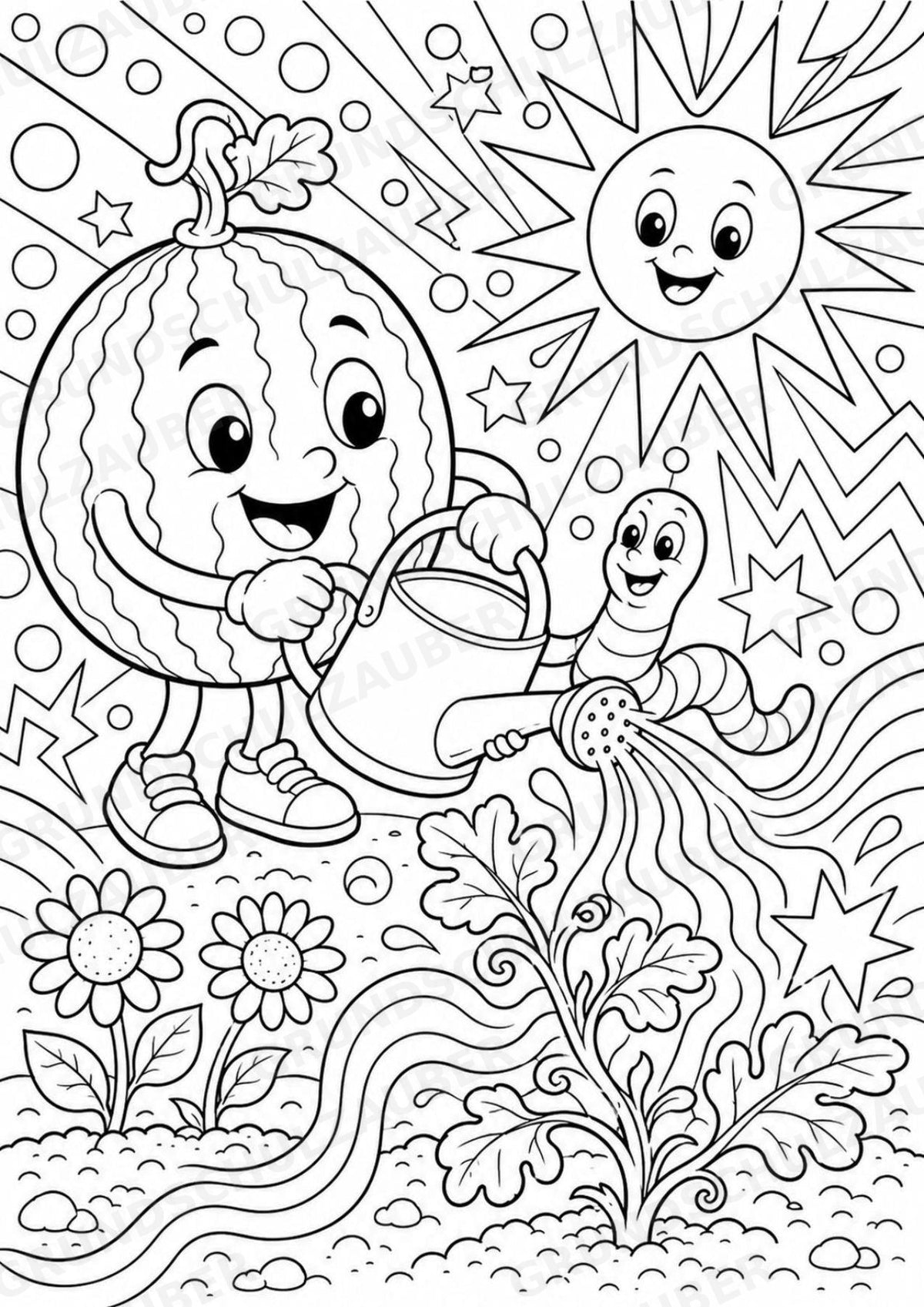 Wassermelone POP Art Ausmalbilder 15 Malvorlagen – Materialseite 15