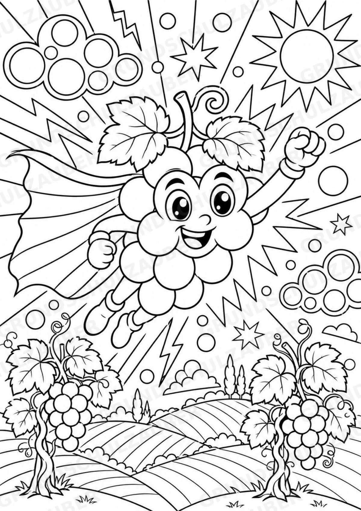 Weintrauben POP Art Ausmalbilder 15 Malvorlagen – Materialseite 8
