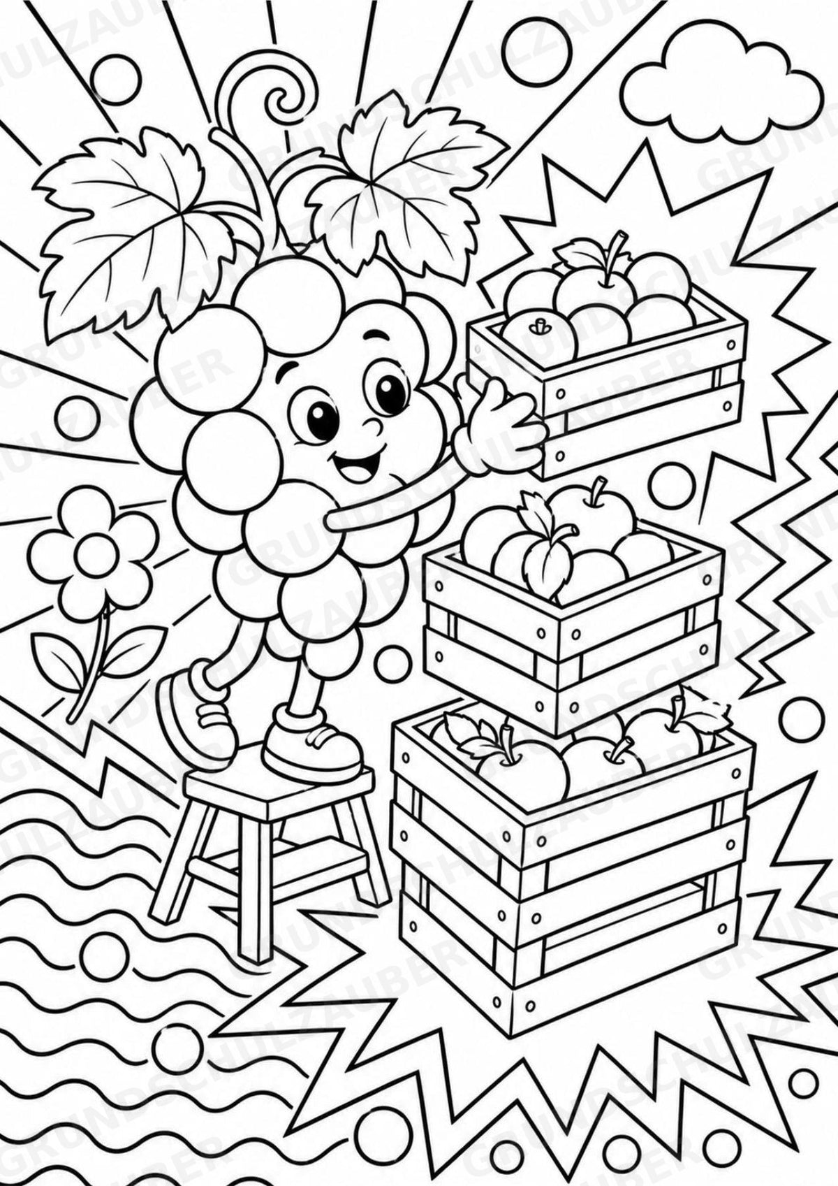 Weintrauben POP Art Ausmalbilder 15 Malvorlagen – Materialseite 13