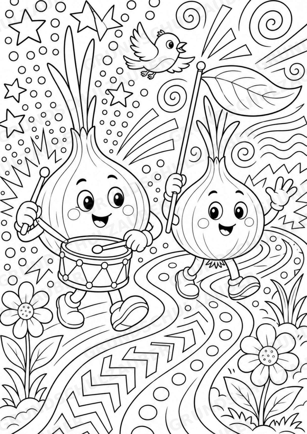Zwiebel POP Art Ausmalbilder 15 Malvorlagen – Materialseite 16