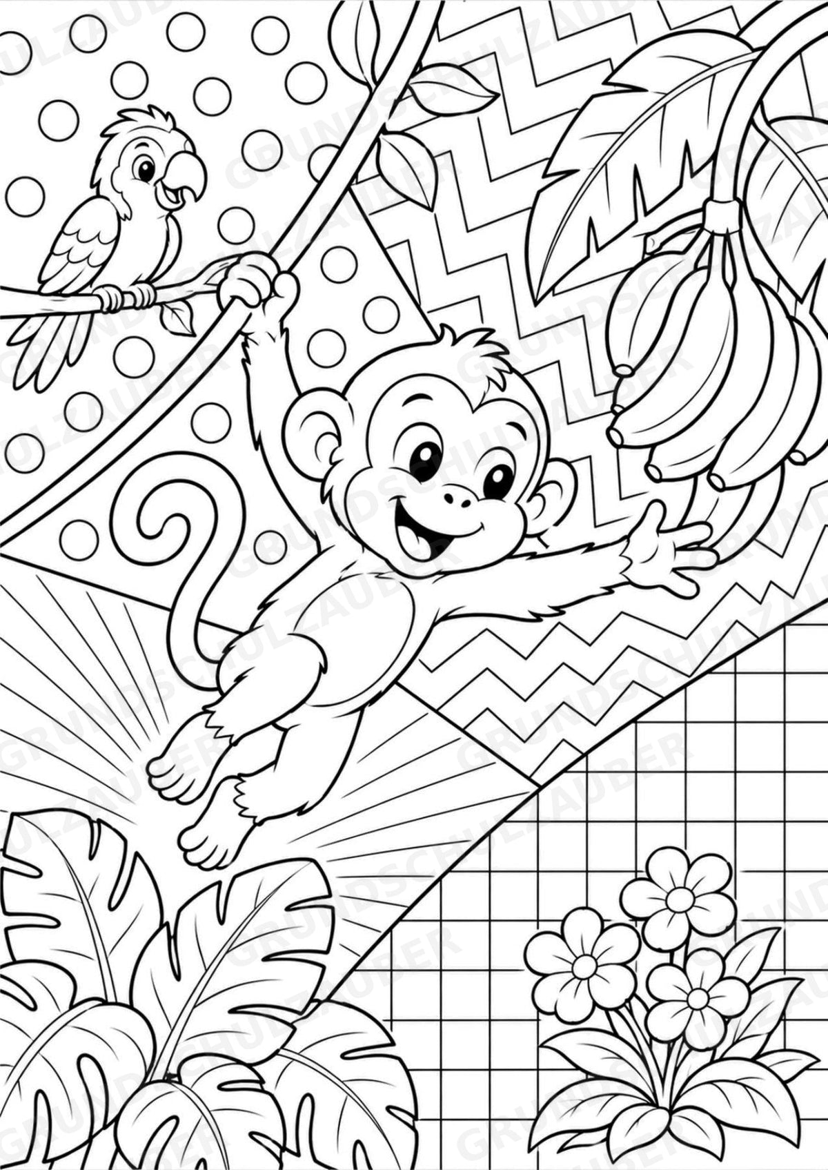 Affe POP Art Ausmalbilder 15 Malvorlagen – Materialseite 2