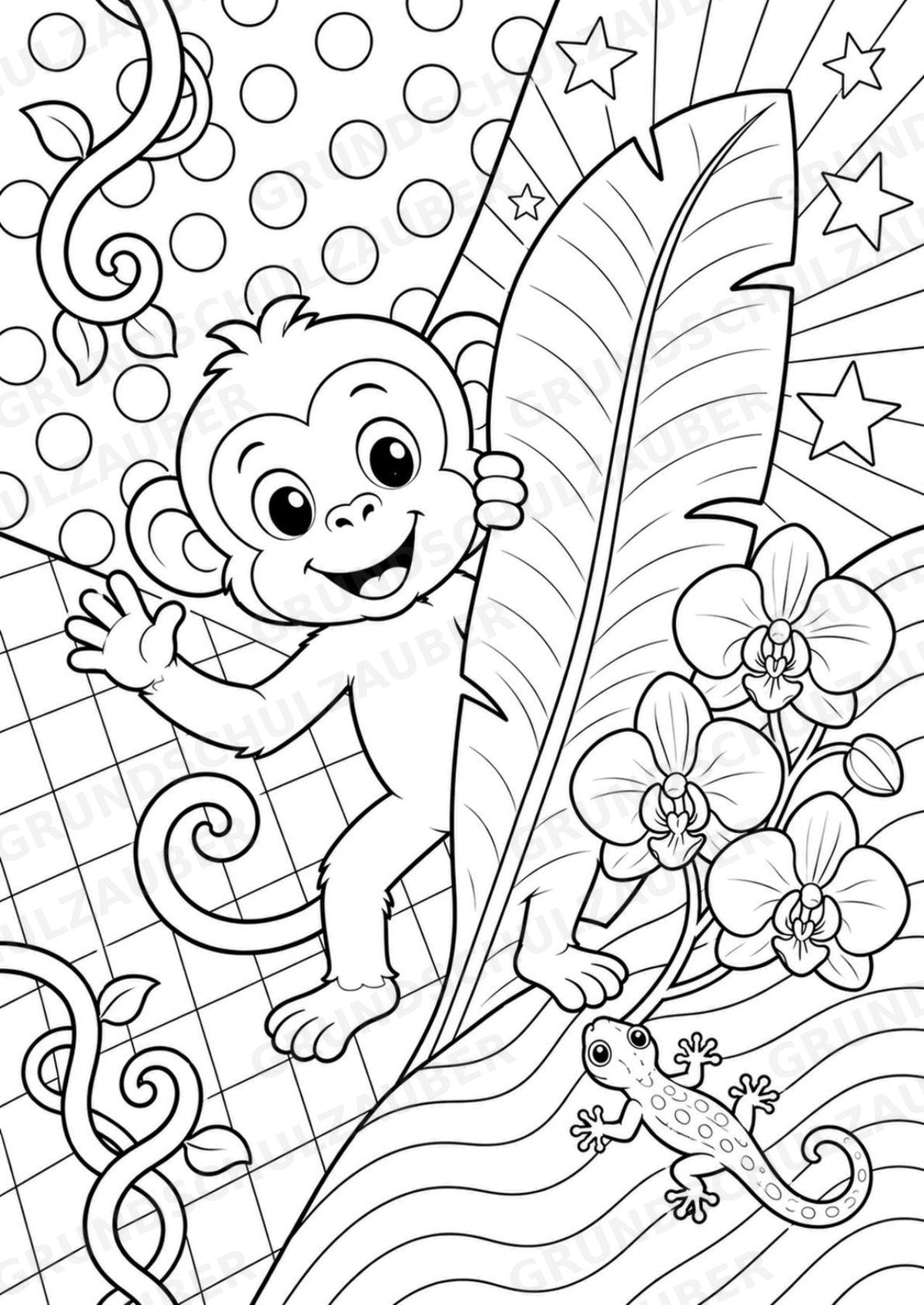 Affe POP Art Ausmalbilder 15 Malvorlagen – Materialseite 6