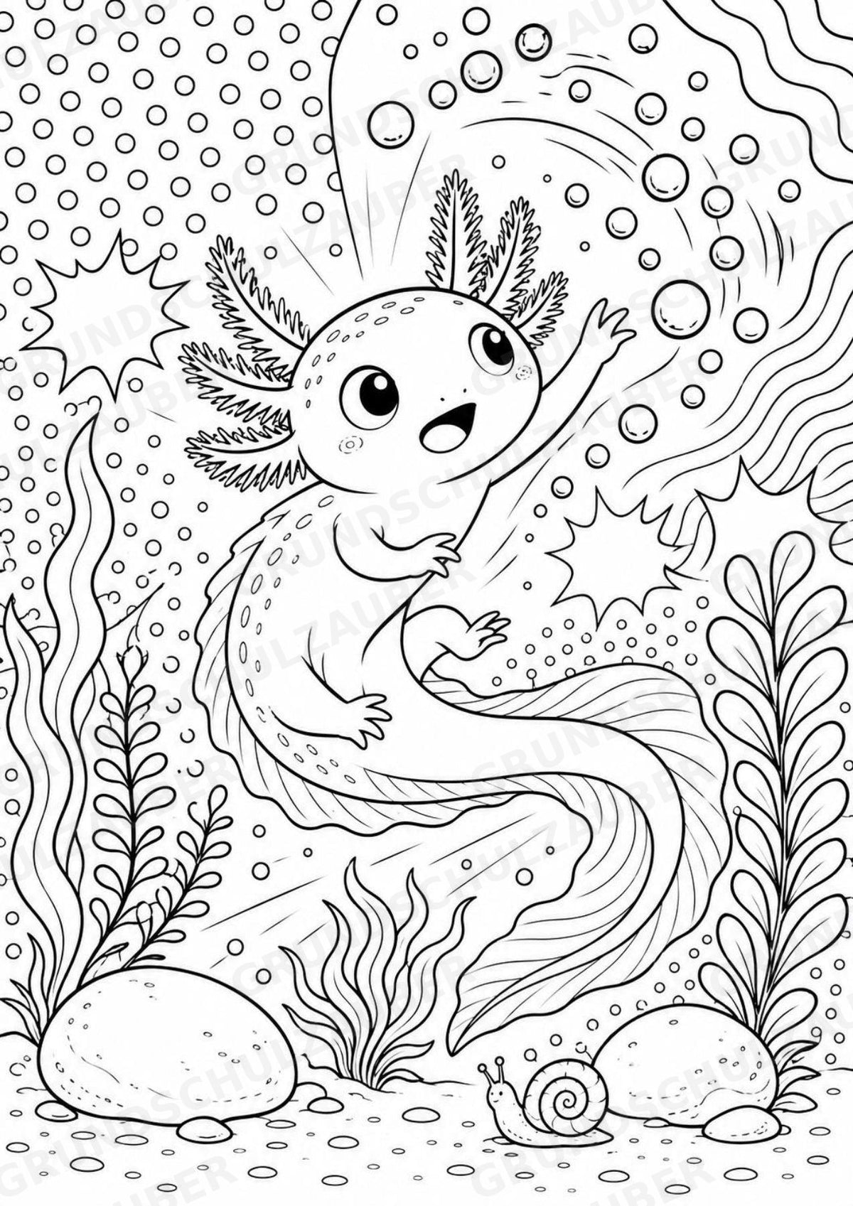 Axolotl POP Art Ausmalbilder 15 Malvorlagen – Materialseite 3