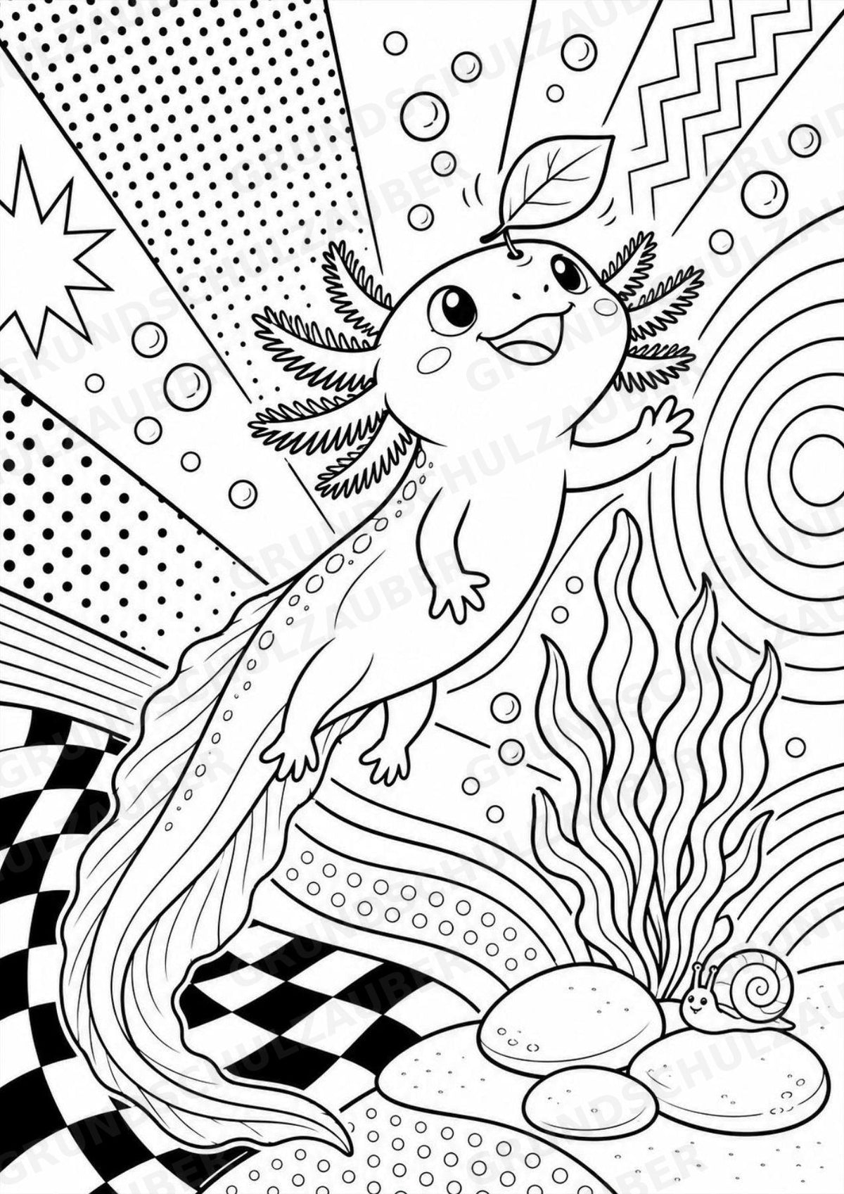 Axolotl POP Art Ausmalbilder 15 Malvorlagen – Materialseite 9