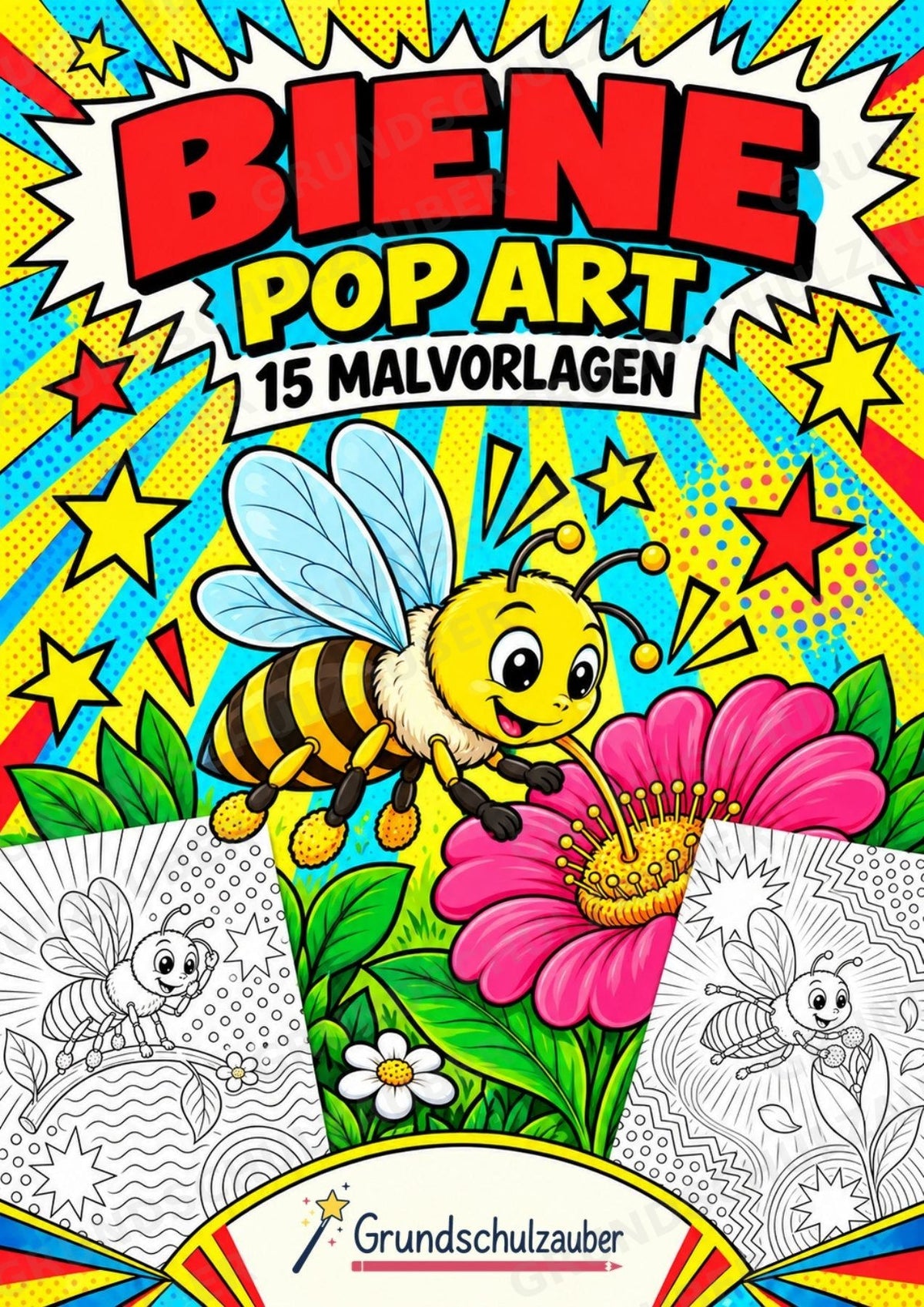 Biene POP Art Ausmalbilder 15 Malvorlagen – Cover