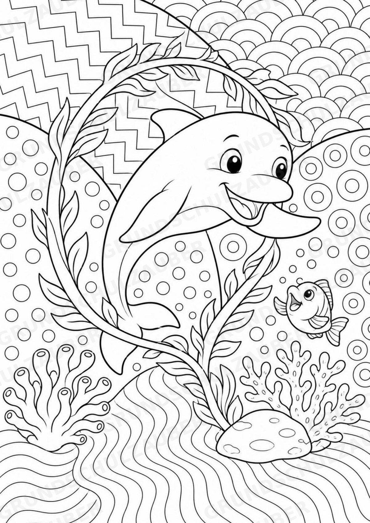 Delfin POP Art Ausmalbilder 15 Malvorlagen – Materialseite 6