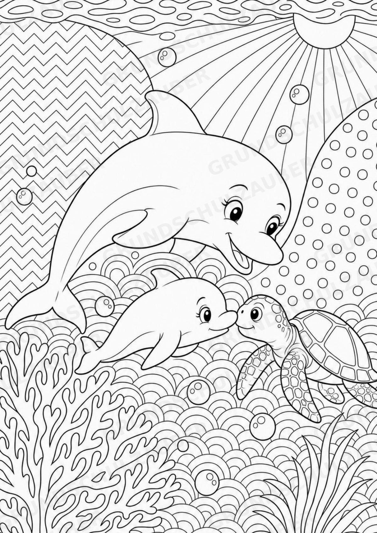 Delfin POP Art Ausmalbilder 15 Malvorlagen – Materialseite 9