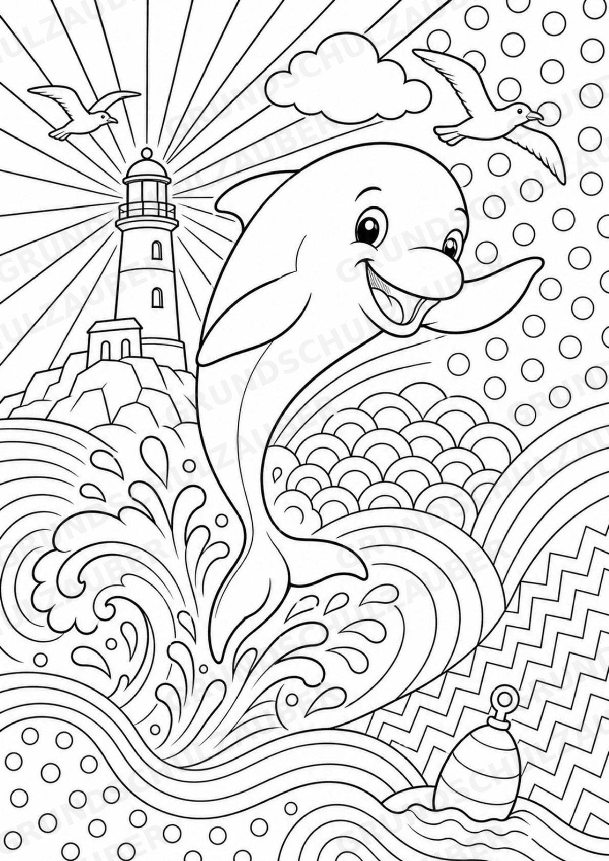 Delfin POP Art Ausmalbilder 15 Malvorlagen – Materialseite 10