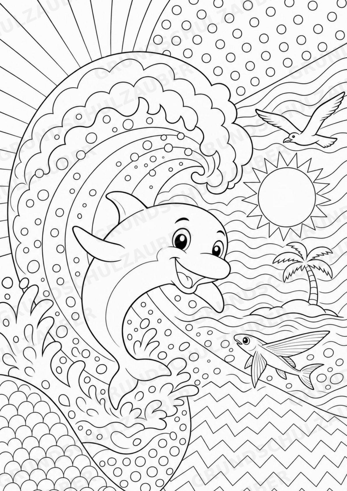 Delfin POP Art Ausmalbilder 15 Malvorlagen – Materialseite 12