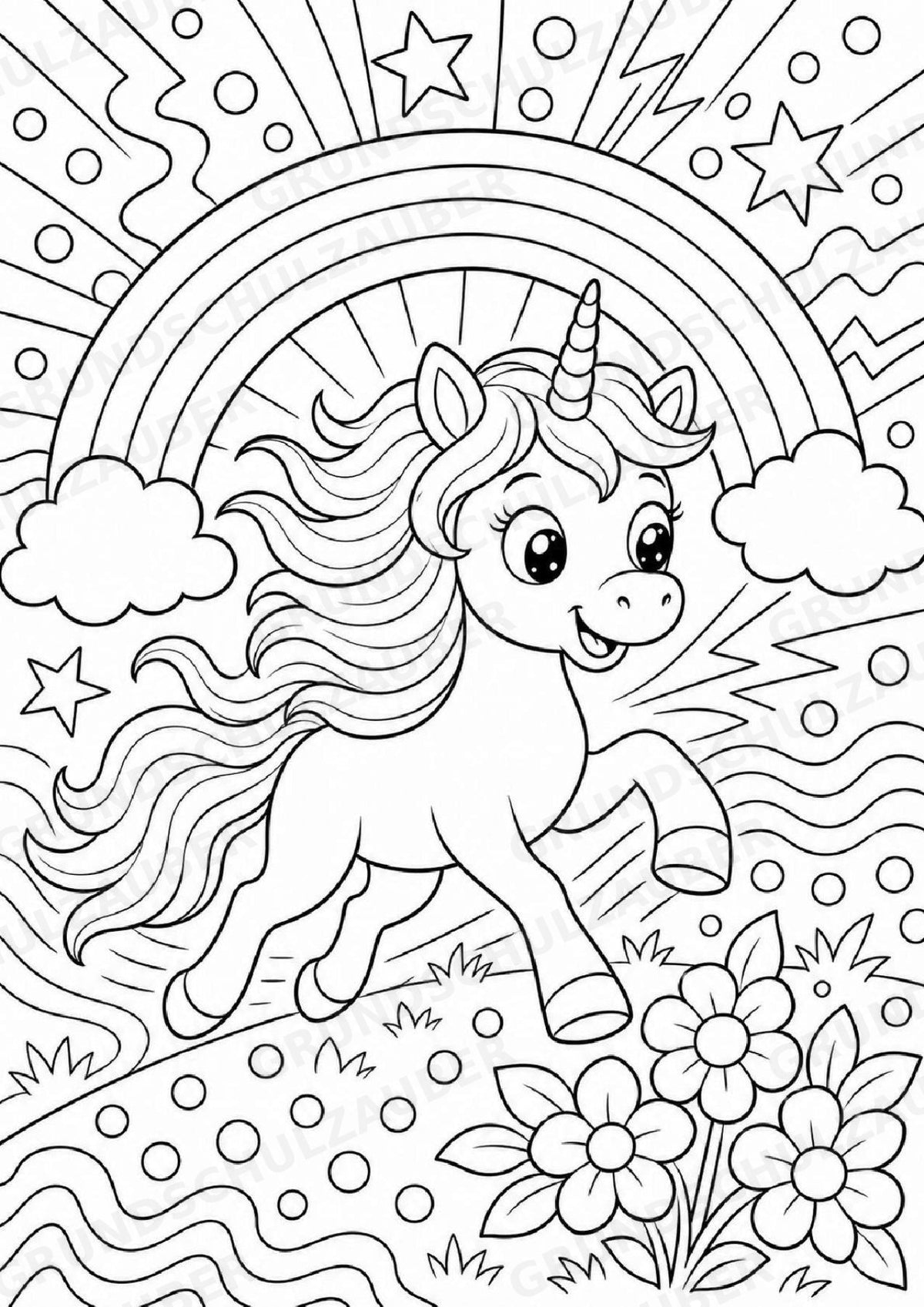 Einhorn POP Art Ausmalbilder 15 Malvorlagen – Materialseite 5