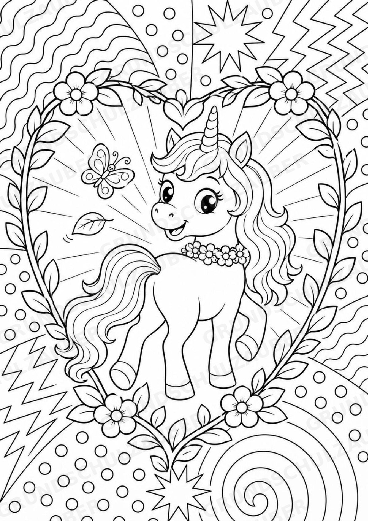 Einhorn POP Art Ausmalbilder 15 Malvorlagen – Materialseite 9