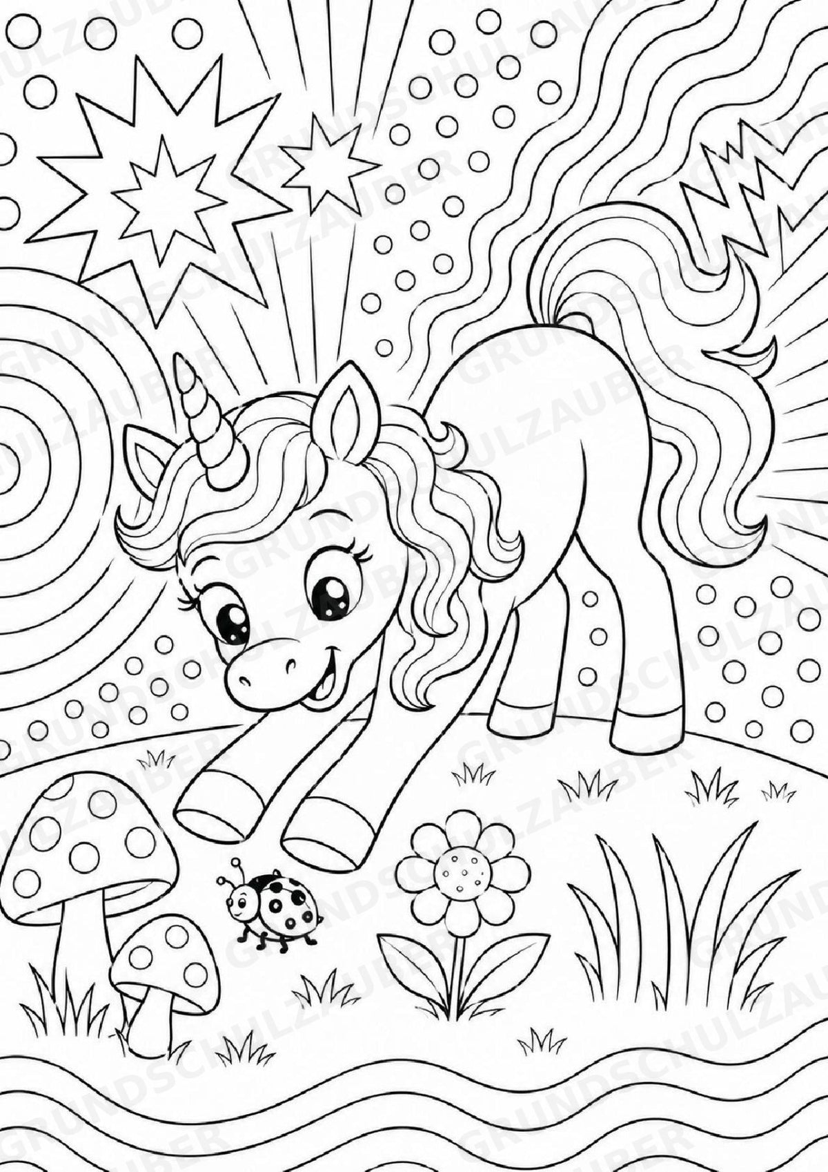 Einhorn POP Art Ausmalbilder 15 Malvorlagen – Materialseite 10