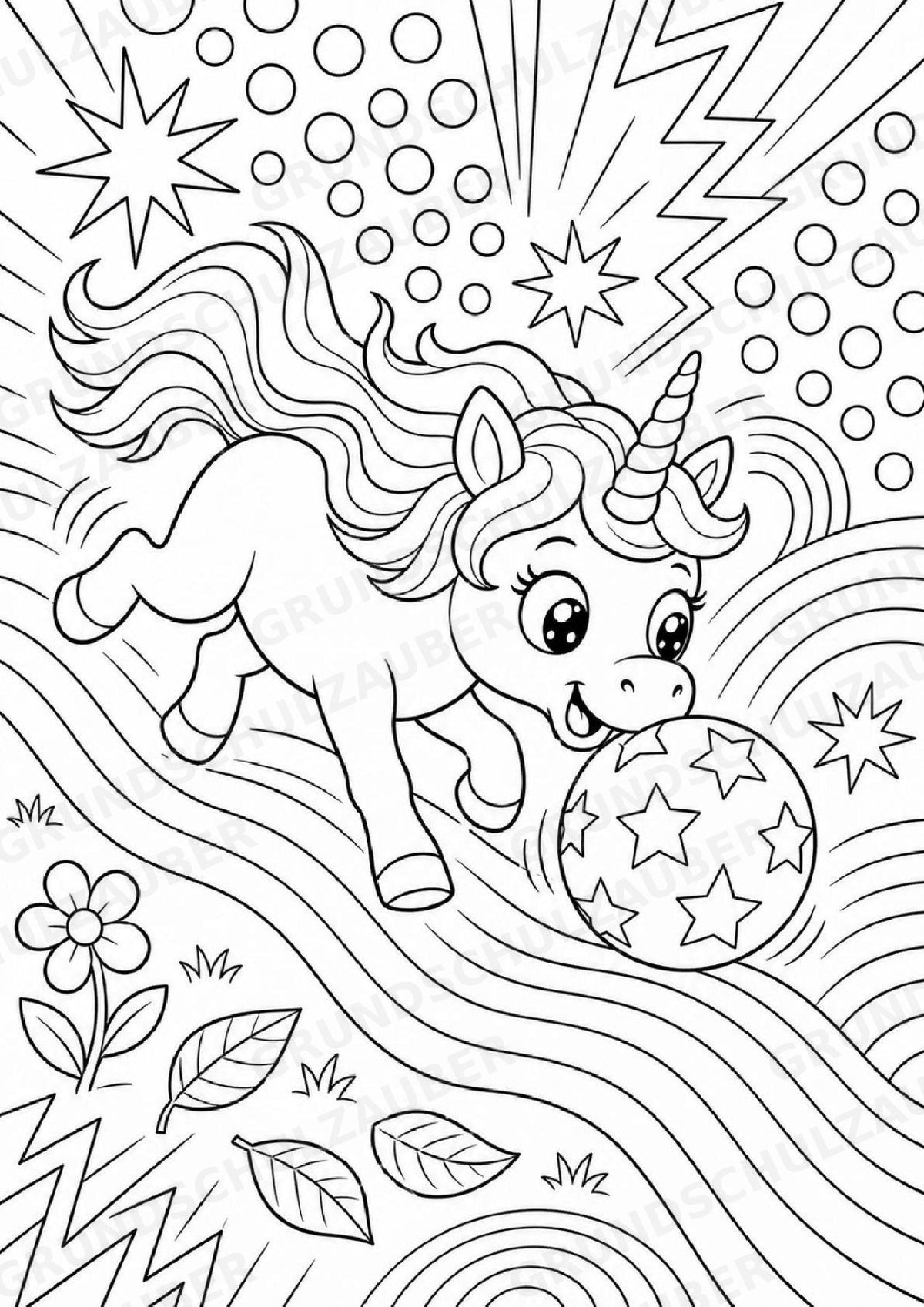 Einhorn POP Art Ausmalbilder 15 Malvorlagen – Materialseite 13