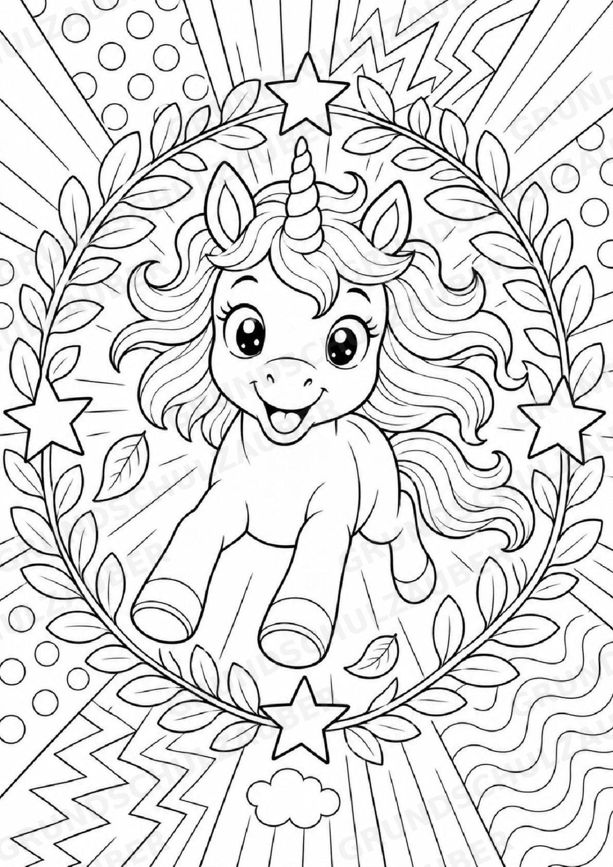 Einhorn POP Art Ausmalbilder 15 Malvorlagen – Materialseite 16