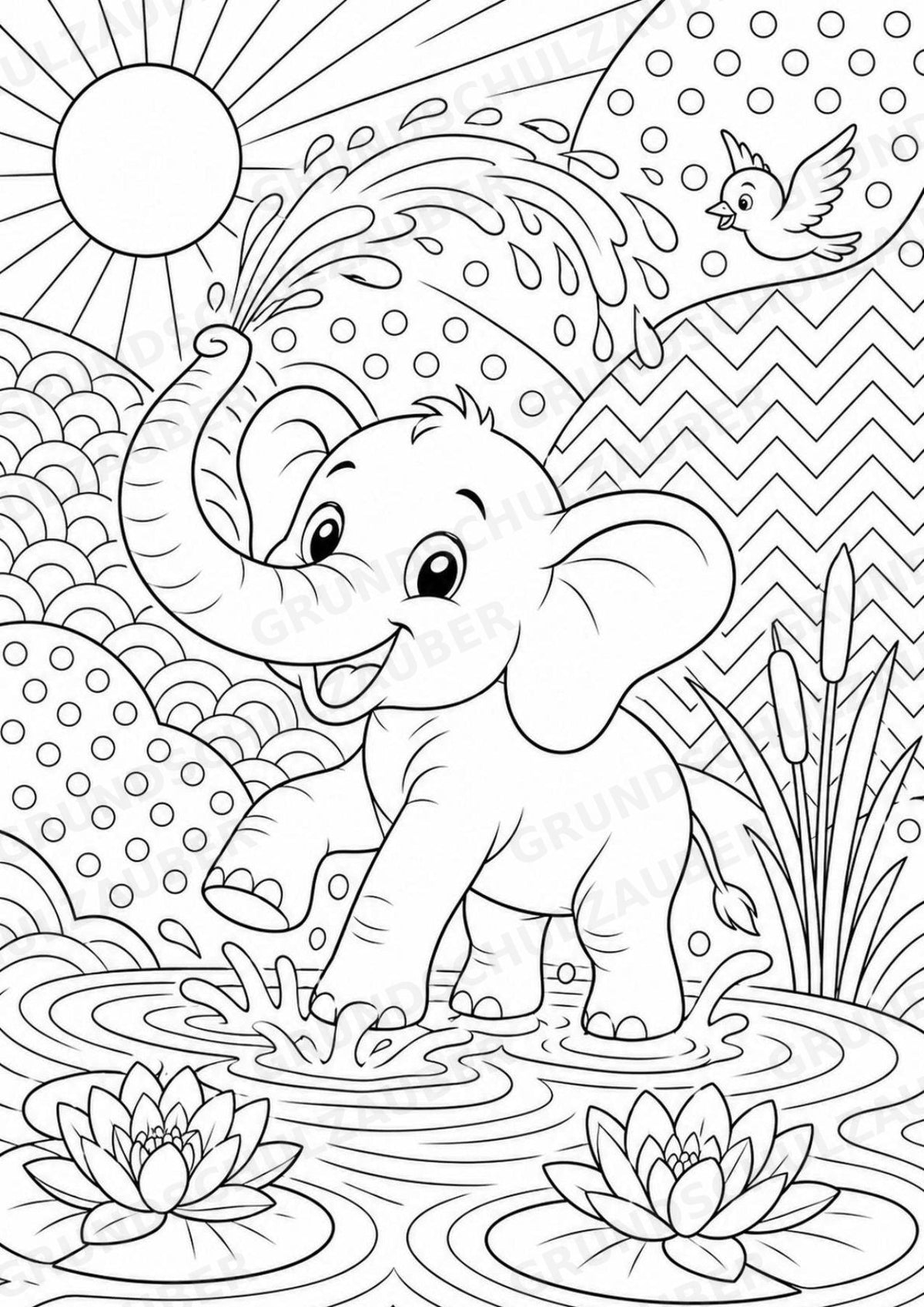 Elefant POP Art Ausmalbilder 15 Malvorlagen – Materialseite 2