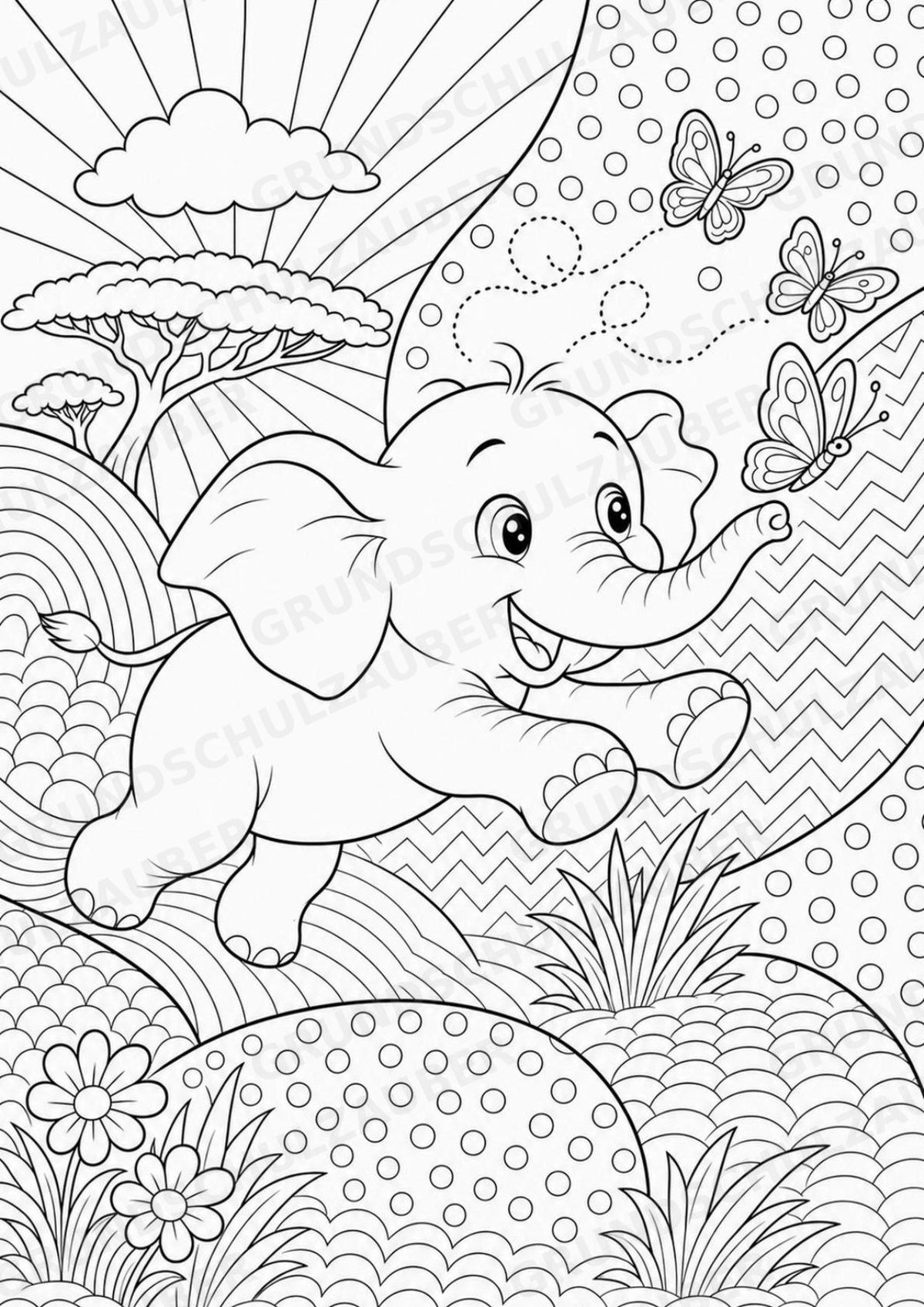 Elefant POP Art Ausmalbilder 15 Malvorlagen – Materialseite 3