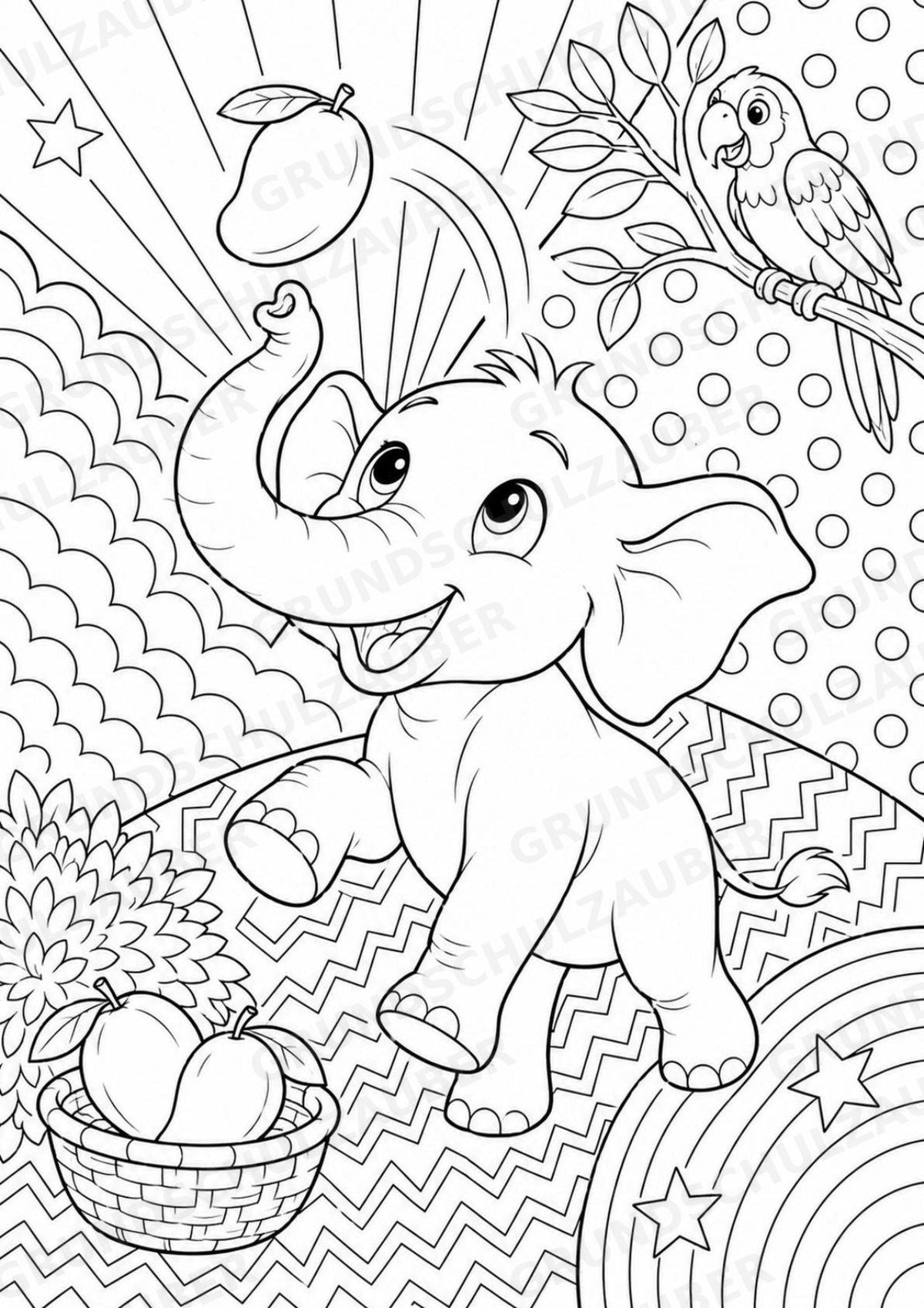 Elefant POP Art Ausmalbilder 15 Malvorlagen – Materialseite 4
