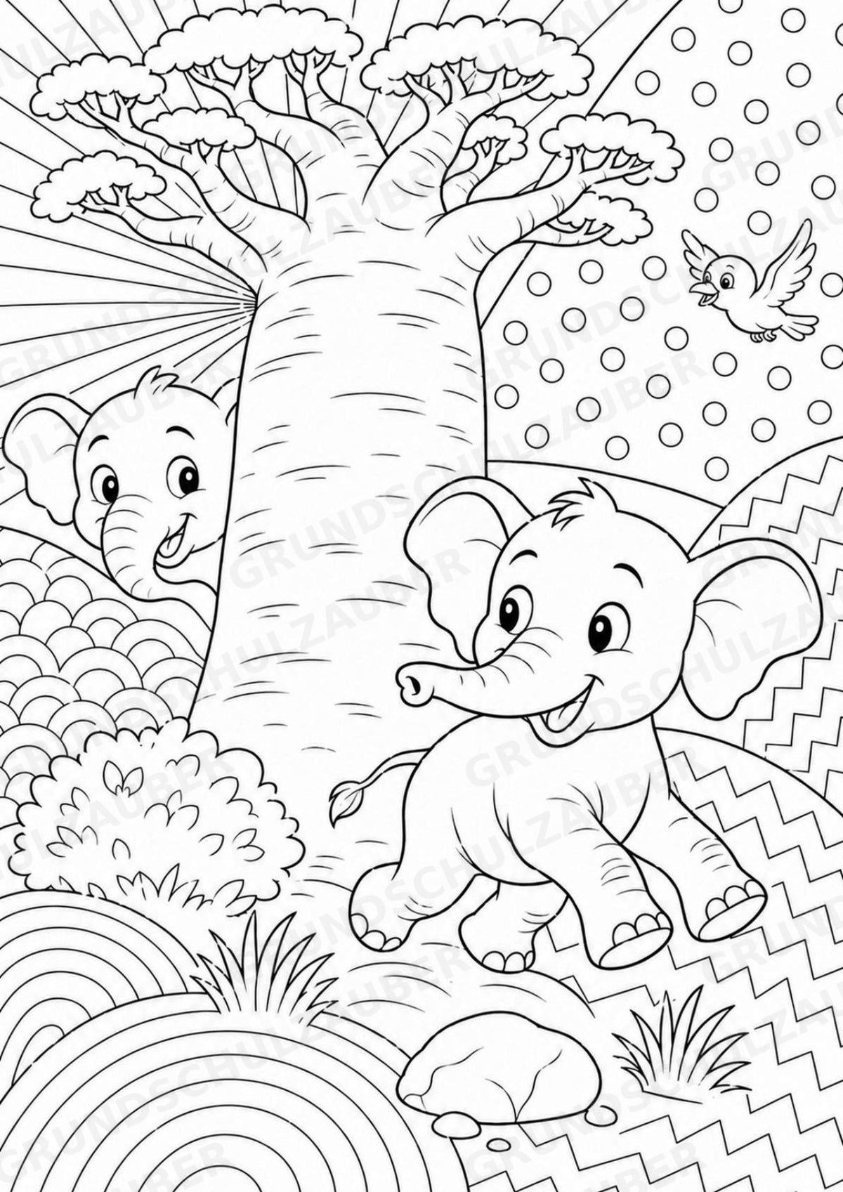 Elefant POP Art Ausmalbilder 15 Malvorlagen – Materialseite 13