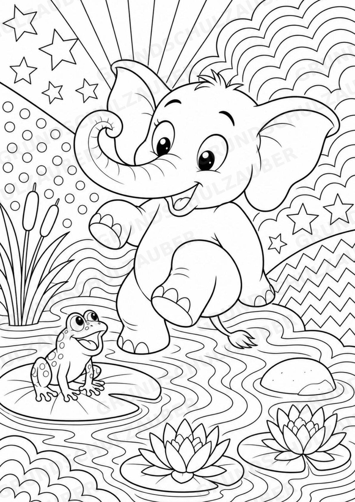 Elefant POP Art Ausmalbilder 15 Malvorlagen – Materialseite 14