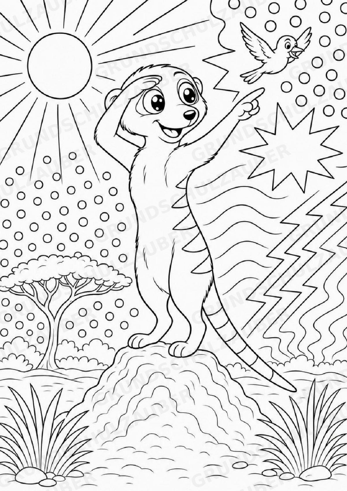 Erdmännchen POP Art Ausmalbilder 15 Malvorlagen – Materialseite 4
